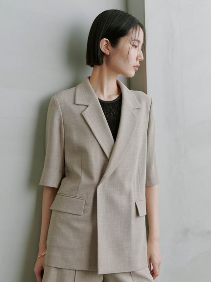 【ミースロエ/MIESROHE】のカラミ織りハーフスリーブジャケット インテリア・キッズ・メンズ・レディースファッション・服の通販 founy(ファニー) 　雑誌掲載アイテム　Magazine Picks & Fashion Features　ファッション雑誌　Fashion Magazines　ヴェリィ　VERY　バイラ　BAILA　ファッション　Fashion　レディースファッション　Fashion for Women　アウター　Coat / Outerwear Collection　レディースジャケット・軽アウター　Jackets　6月号　June Issue, Jun. Edition　シンプル　Simple, Minimal　ジャケット　Jacket, Outerwear　セットアップ　Set-Up, Coordinated Outfit　フォーマル　Formal, Dressy　ボックス　Boxy, Box Shape　夏　Summer　雑誌　Magazine, Fashion Magazine　LBEG[035]|ID: prp329100004508928 ipo3291000000032756030