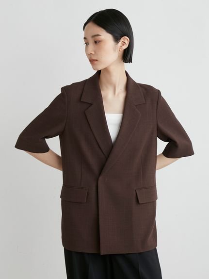 【ミースロエ/MIESROHE】のカラミ織りハーフスリーブジャケット インテリア・キッズ・メンズ・レディースファッション・服の通販 founy(ファニー) 　雑誌掲載アイテム　Magazine Picks & Fashion Features　ファッション雑誌　Fashion Magazines　ヴェリィ　VERY　バイラ　BAILA　ファッション　Fashion　レディースファッション　Fashion for Women　アウター　Coat / Outerwear Collection　レディースジャケット・軽アウター　Jackets　6月号　June Issue, Jun. Edition　シンプル　Simple, Minimal　ジャケット　Jacket, Outerwear　セットアップ　Set-Up, Coordinated Outfit　フォーマル　Formal, Dressy　ボックス　Boxy, Box Shape　夏　Summer　雑誌　Magazine, Fashion Magazine　BRW[058]|ID: prp329100004508928 ipo3291000000032756031