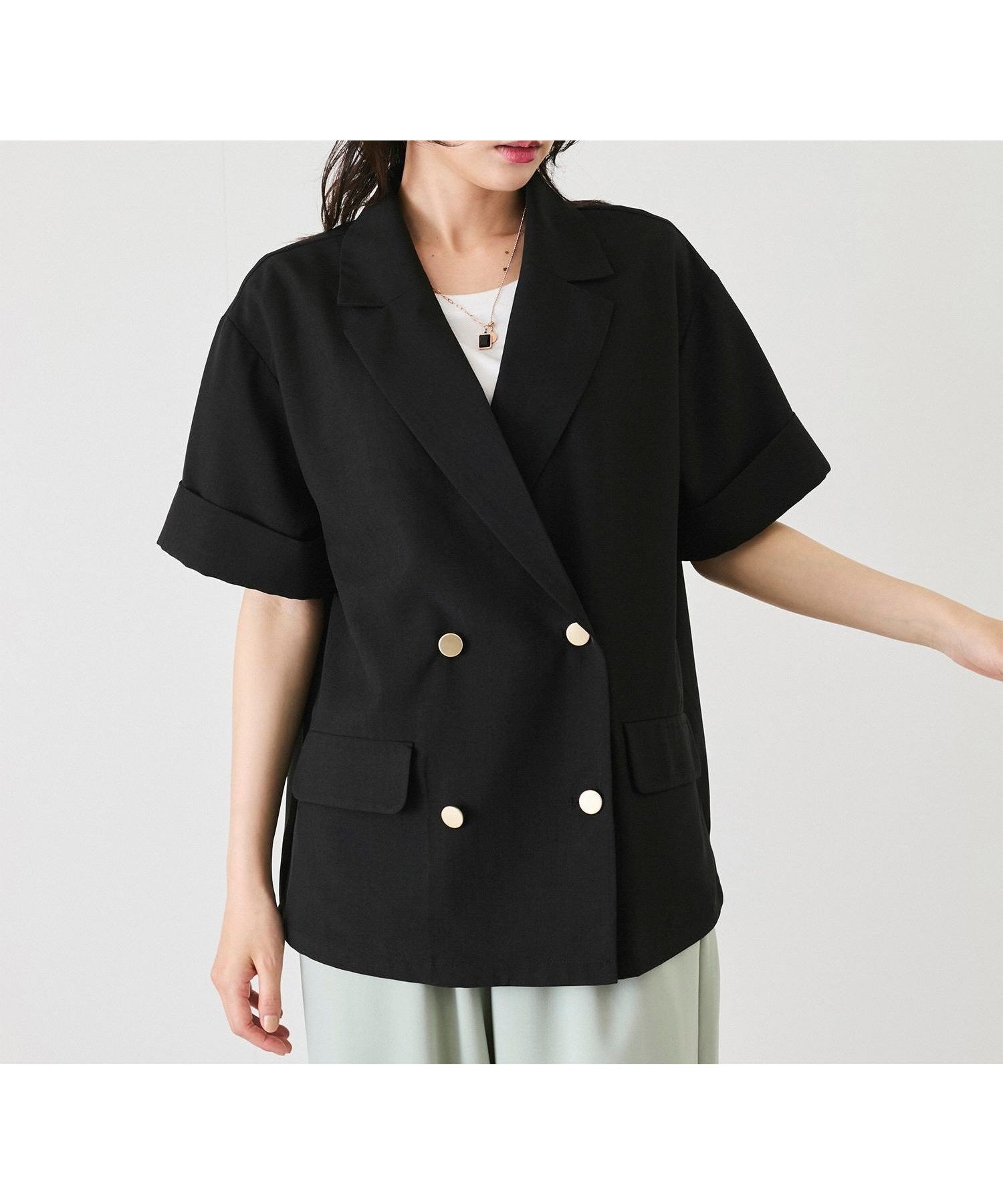【ジャイロ/JAYRO】の半袖テーラードジャケット インテリア・キッズ・メンズ・レディースファッション・服の通販 founy(ファニー) 　ファッション　Fashion　レディースファッション　WOMEN　アウター　Coat Outerwear　ジャケット　Jackets　テーラードジャケット　Tailored Jackets　おすすめ　Recommend　キャミワンピース　Cami Dress　ポケット　Pocket　半袖　Short Sleeve　夏　Summer　春　Spring　S/S・春夏　Ss・Spring/Summer　羽織　Haori　ブラック(01)|ID: prp329100004508988 ipo3291000000031913553