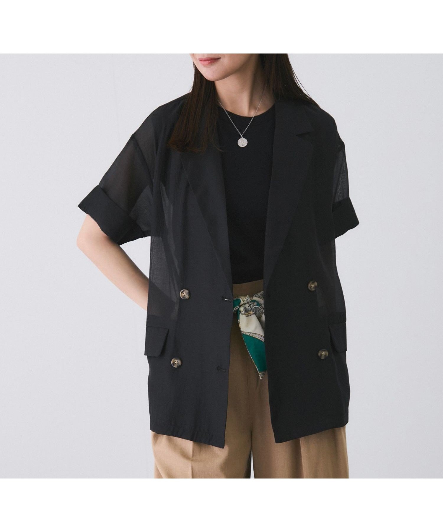 【ジャイロ/JAYRO】の半袖テーラードジャケット インテリア・キッズ・メンズ・レディースファッション・服の通販 founy(ファニー) 　ファッション　Fashion　レディースファッション　Fashion for Women　アウター　Coat / Outerwear Collection　レディースジャケット・軽アウター　Jackets　テーラードジャケット / 通勤・きれいめスタイル　Tailored Jackets & Blazers　おすすめ　Recommended / Our Picks　シアー　Sheer, See-Through　シンプル　Simple, Minimal　タンク　Tank Top, Sleeveless Top　デニム　Denim, Jeans Material　トレンド　Trend, Trending Now　ポケット　Pocket, Pocket Detail　エレガント 上品　Elegant　半袖　Short Sleeve, Half Sleeve　夏　Summer　春　Spring　S/S・春夏　SS, Spring/Summer, Warm Season　ブラック(01)|ID: prp329100004508988 ipo3291000000033172200