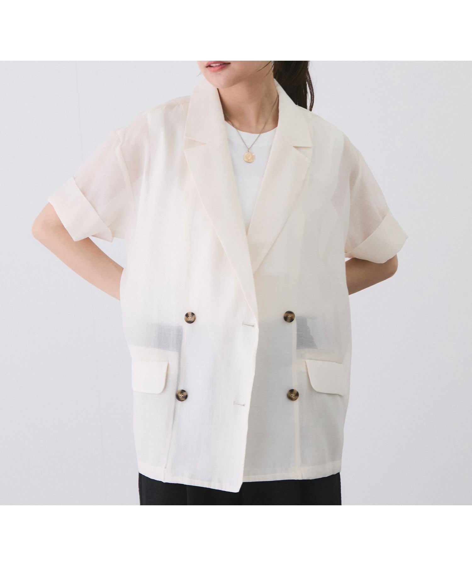 【ジャイロ/JAYRO】の半袖テーラードジャケット インテリア・キッズ・メンズ・レディースファッション・服の通販 founy(ファニー) 　ファッション　Fashion　レディースファッション　Fashion for Women　アウター　Coat / Outerwear Collection　レディースジャケット・軽アウター　Jackets　テーラードジャケット / 通勤・きれいめスタイル　Tailored Jackets & Blazers　おすすめ　Recommended / Our Picks　シアー　Sheer, See-Through　シンプル　Simple, Minimal　タンク　Tank Top, Sleeveless Top　デニム　Denim, Jeans Material　トレンド　Trend, Trending Now　ポケット　Pocket, Pocket Detail　エレガント 上品　Elegant　半袖　Short Sleeve, Half Sleeve　夏　Summer　春　Spring　S/S・春夏　SS, Spring/Summer, Warm Season　キナリ(16)|ID: prp329100004508988 ipo3291000000033172205