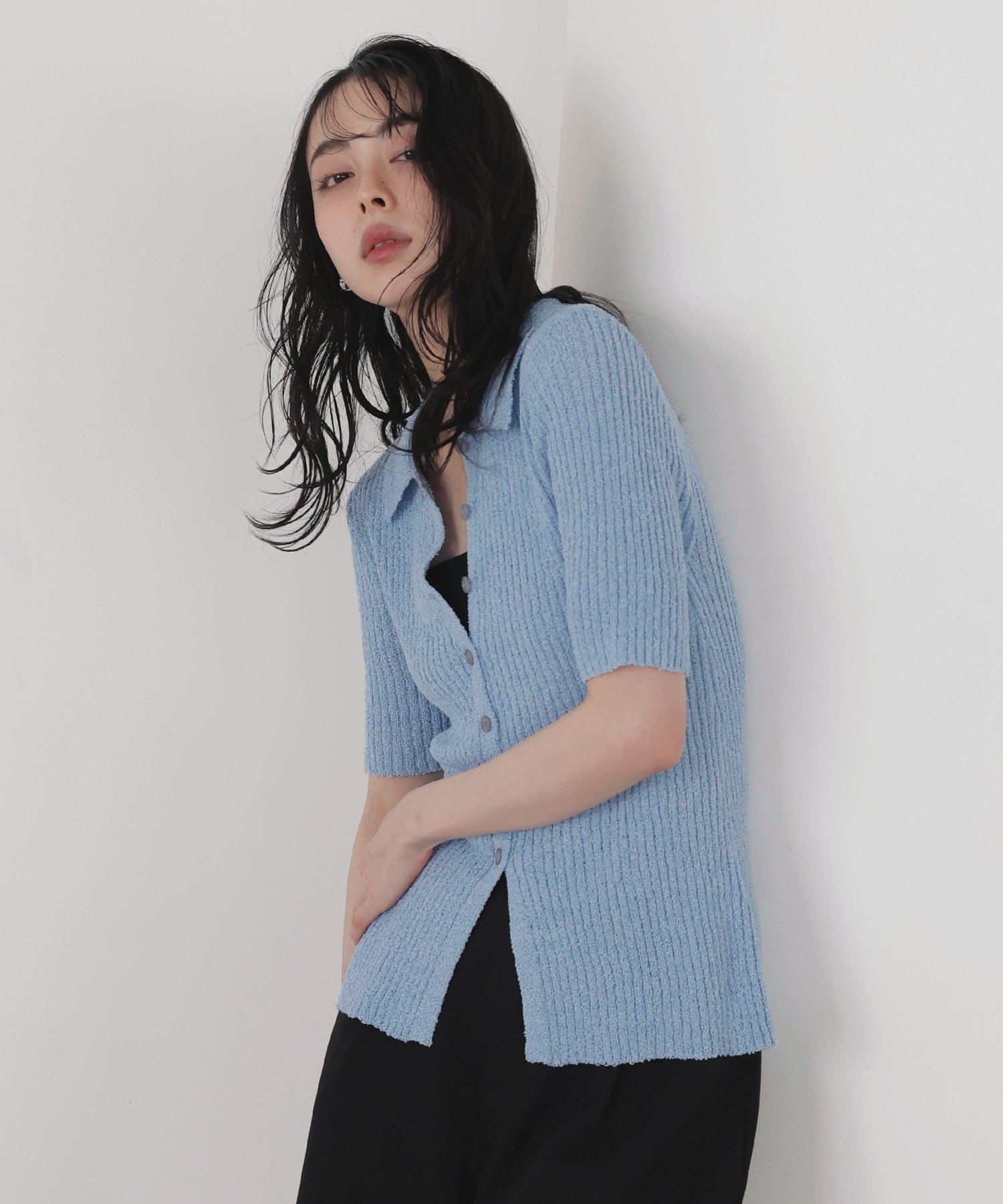 【リアン/Lian】のミックスサマーポロニット インテリア・キッズ・メンズ・レディースファッション・服の通販 founy(ファニー) 　ファッション　Fashion　レディースファッション　WOMEN　トップス・カットソー　Tops/Tshirt　ニット　Knit Tops　トレンド　Trend　リブニット　Rib Knit　夏　Summer　春　Spring　S/S・春夏　Ss・Spring/Summer　ブルー|ID: prp329100004509035 ipo3291000000031996031