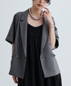 【インディヴィ/INDIVI】の【接触冷感/セットアップ対応】イージーダブルブレストジャケット チャコールグレー|ID: prp329100004509416 ipo3291000000031838506