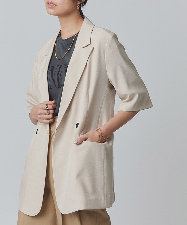 【ピエロ/Pierrot】のRASW ハーフスリーブリネンライクジャケット インテリア・キッズ・メンズ・レディースファッション・服の通販 founy(ファニー) https://founy.com/ ファッション Fashion レディースファッション WOMEN アウター Coat Outerwear ジャケット Jackets |ID: prp329100004509445 ipo3291000000031838775