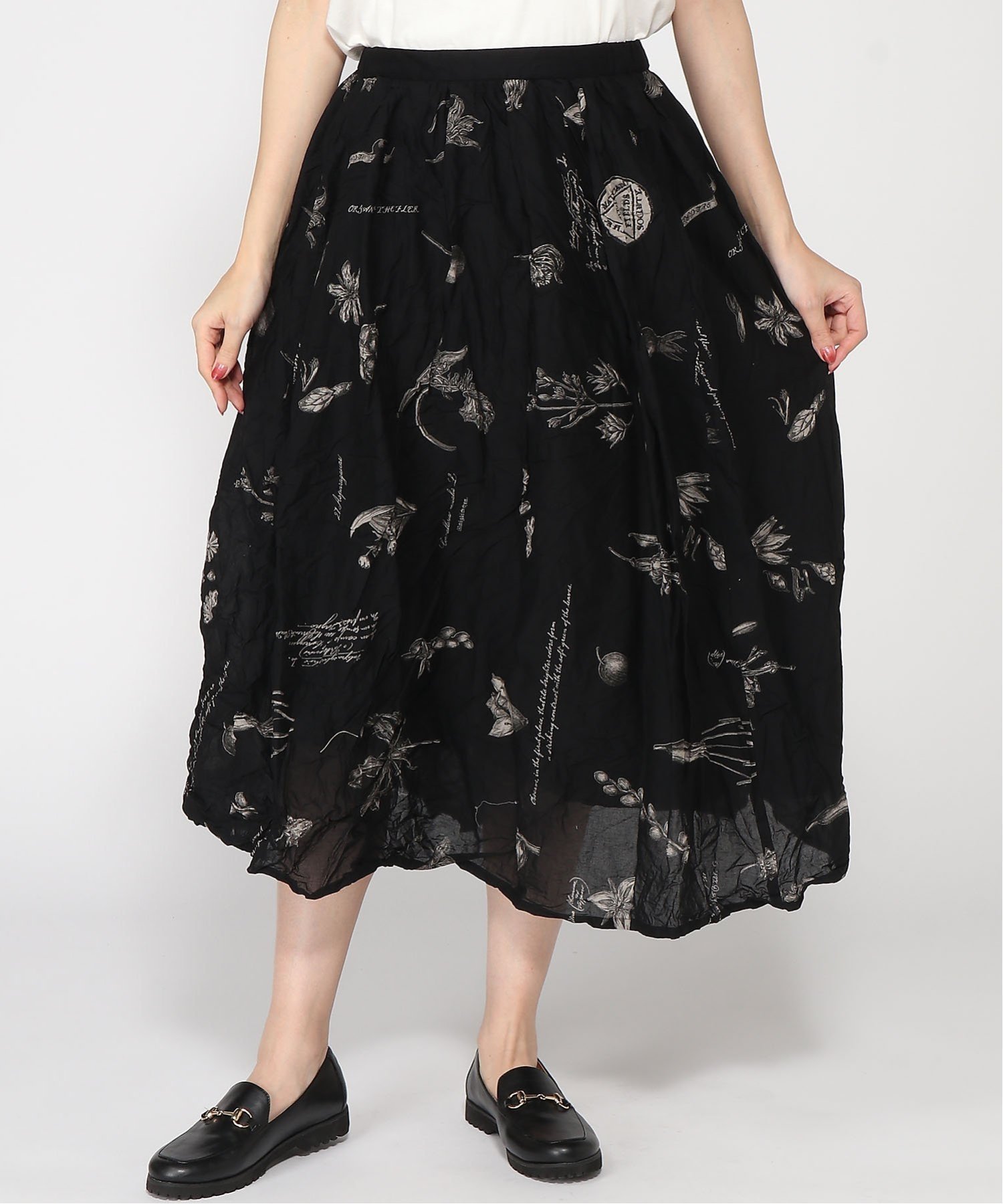 【パドカレ/pas de calais】のプラントグロウスプリント スカート インテリア・キッズ・メンズ・レディースファッション・服の通販 founy(ファニー) 　ファッション　Fashion　レディースファッション　WOMEN　スカート　Skirt　テクスチャー　Texture　クロ|ID: prp329100004509537 ipo3291000000031841062
