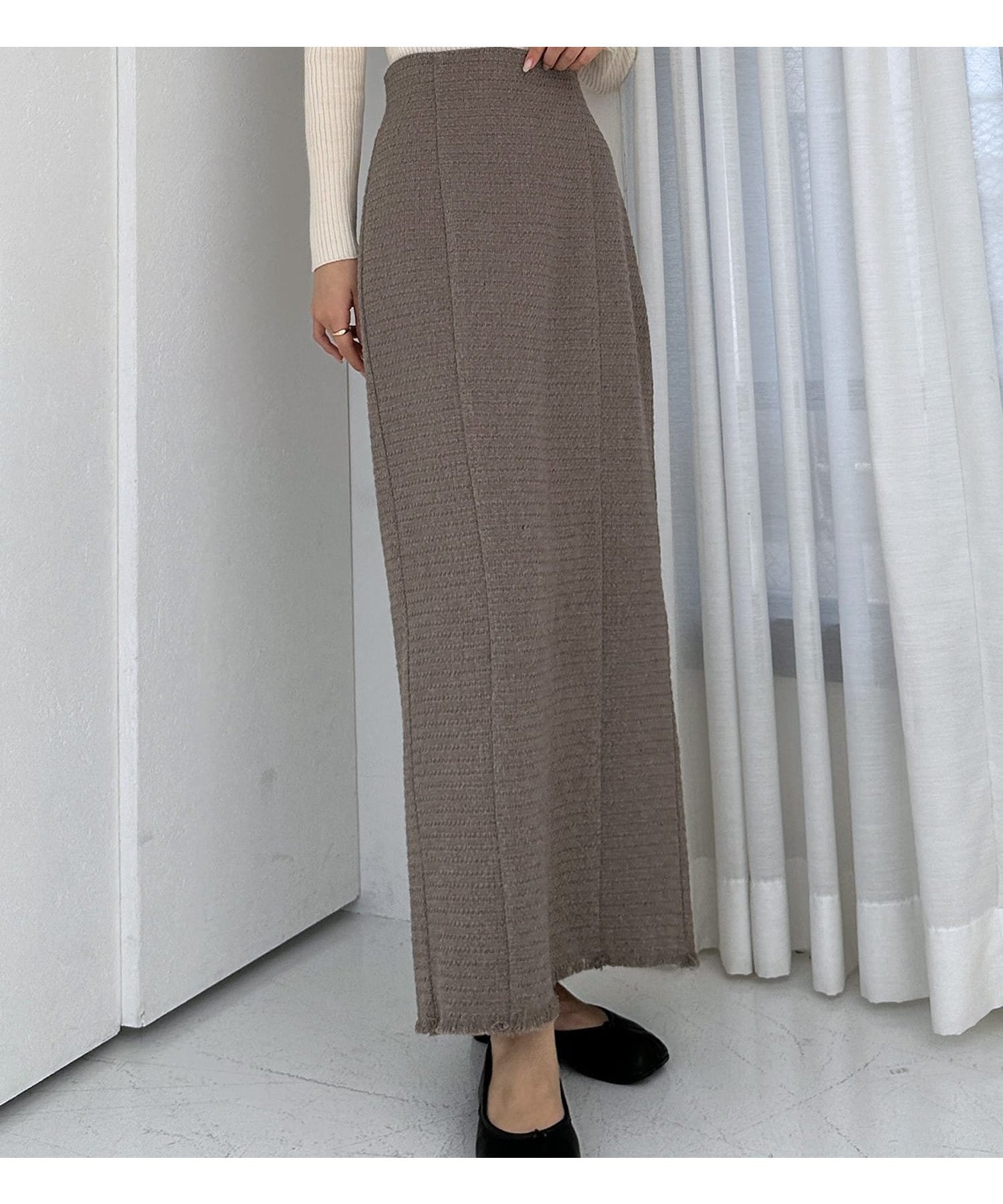 【ジュノア/JUNOAH】のLouere ツイードペンシルスカート インテリア・キッズ・メンズ・レディースファッション・服の通販 founy(ファニー) 　ファッション　Fashion　レディースファッション　WOMEN　スカート　Skirt　モカ|ID: prp329100004510134 ipo3291000000031996580