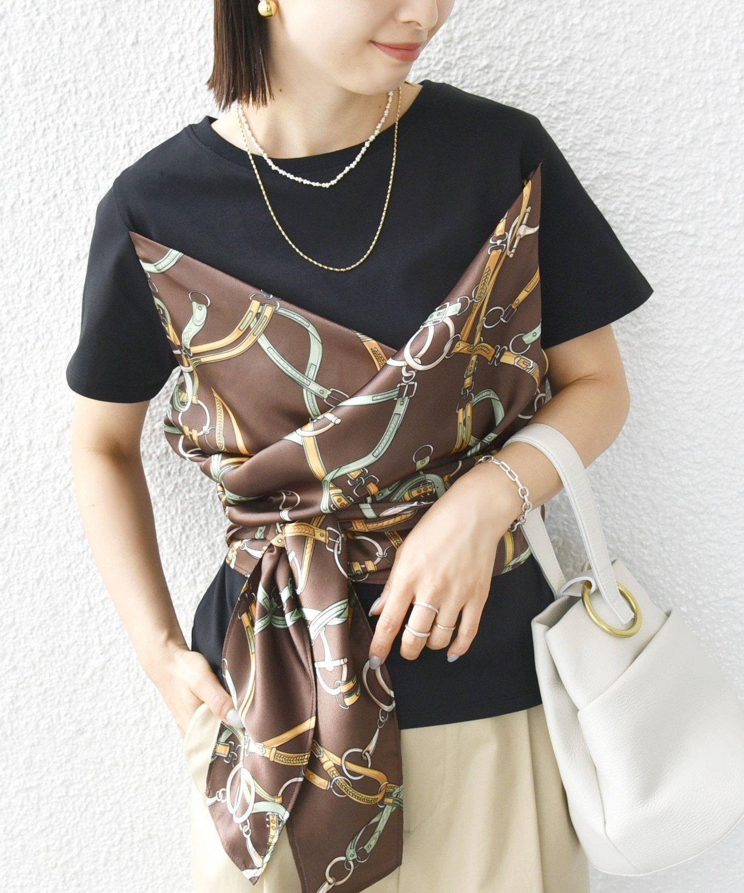 【シップス フォー ウィメン/SHIPS】の【WEB限定】 手洗い可能 スカーフ コンビ TEE インテリア・キッズ・メンズ・レディースファッション・服の通販 founy(ファニー) 　ファッション　Fashion　レディースファッション　WOMEN　インナー　Inner　コンビ　Combination　ジャケット　Jacket　ジャージー　Jersey　スカーフ　Scarf　スラックス　Slacks　デニム　Denim　ドッキング　Docking　リボン　Ribbon　おすすめ　Recommend　2025年　2025　2025春夏・S/S　Ss,Spring/Summer,2025　ブラック|ID: prp329100004510196 ipo3291000000031997728