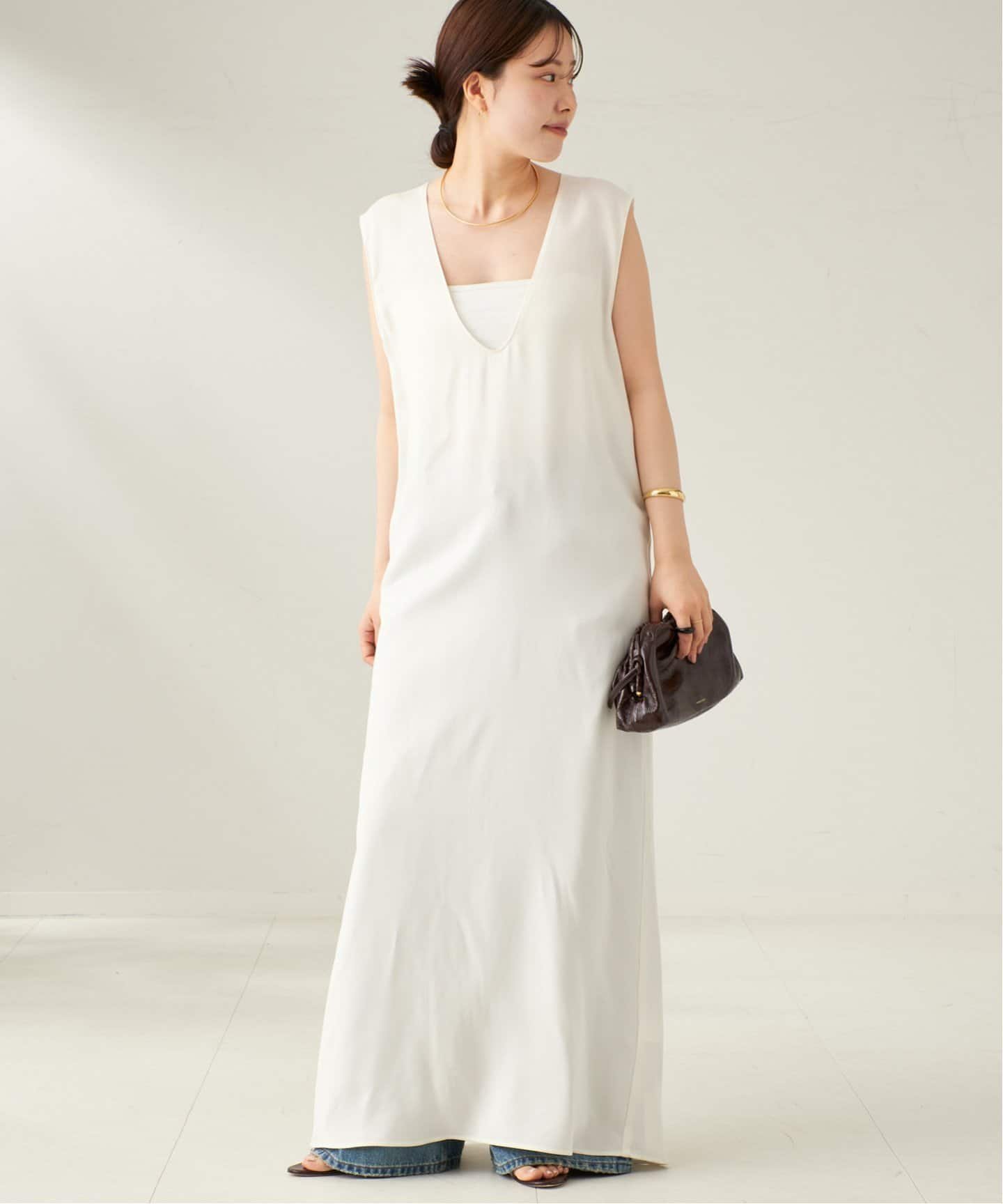【プラージュ/Plage】のR IAM タンクワンピース インテリア・キッズ・メンズ・レディースファッション・服の通販 founy(ファニー) 　ファッション　Fashion　レディースファッション　WOMEN　ワンピース　Dress　キュプラ　Cupra　サンダル　Sandals　ジュエリー　Jewelry　タンク　Tank　フラット　Flat　エレガント 上品　Elegant　ホワイト|ID: prp329100004510227 ipo3291000000031853114
