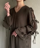 【ジュノア/JUNOAH】の袖スリットリボン付けワンピース モカ|ID: prp329100004510238 ipo3291000000031990968
