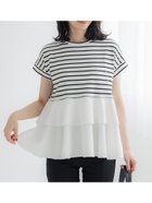 【コカ/COCA】の異素材切り替え2段フリルTシャツ Border|ID: prp329100004510445 ipo3291000000031956438