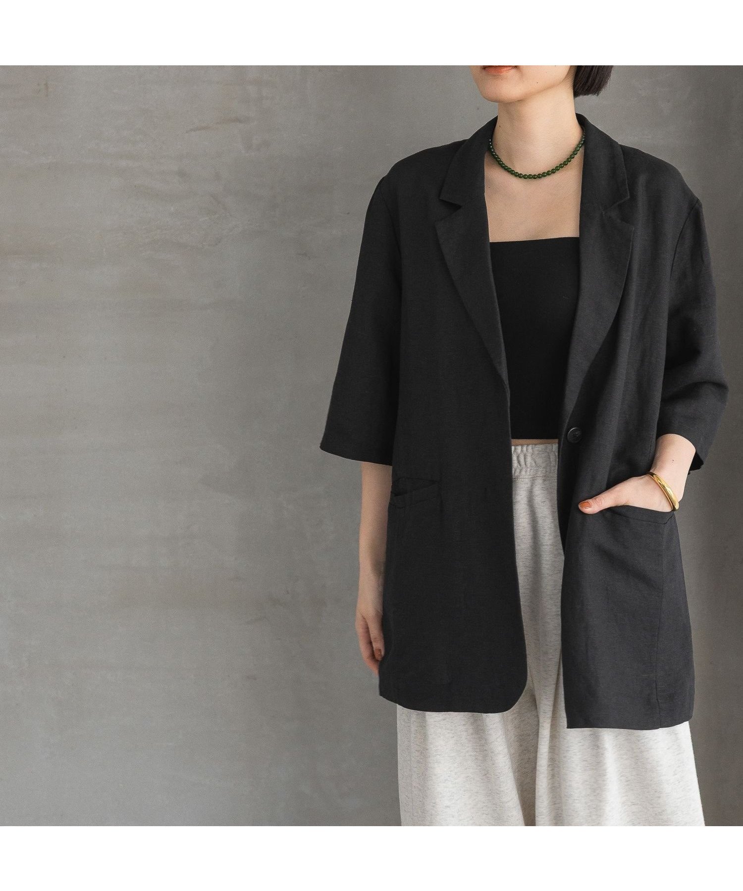 【その他のブランド/Other】のレーヨンリネンシングルジャケット インテリア・キッズ・メンズ・レディースファッション・服の通販 founy(ファニー) 　ファッション　Fashion　レディースファッション　Fashion for Women　アウター　Coat / Outerwear Collection　レディースジャケット・軽アウター　Jackets　ジャケット　Jacket, Outerwear　セットアップ　Set-Up, Coordinated Outfit　フロント　Front, Front Design　ボックス　Boxy, Box Shape　ミックス　Mix, Mixed Style　リネン　Linen, Linen Fabric　夏　Summer　ブラック09|ID: prp329100004510838 ipo3291000000032647406