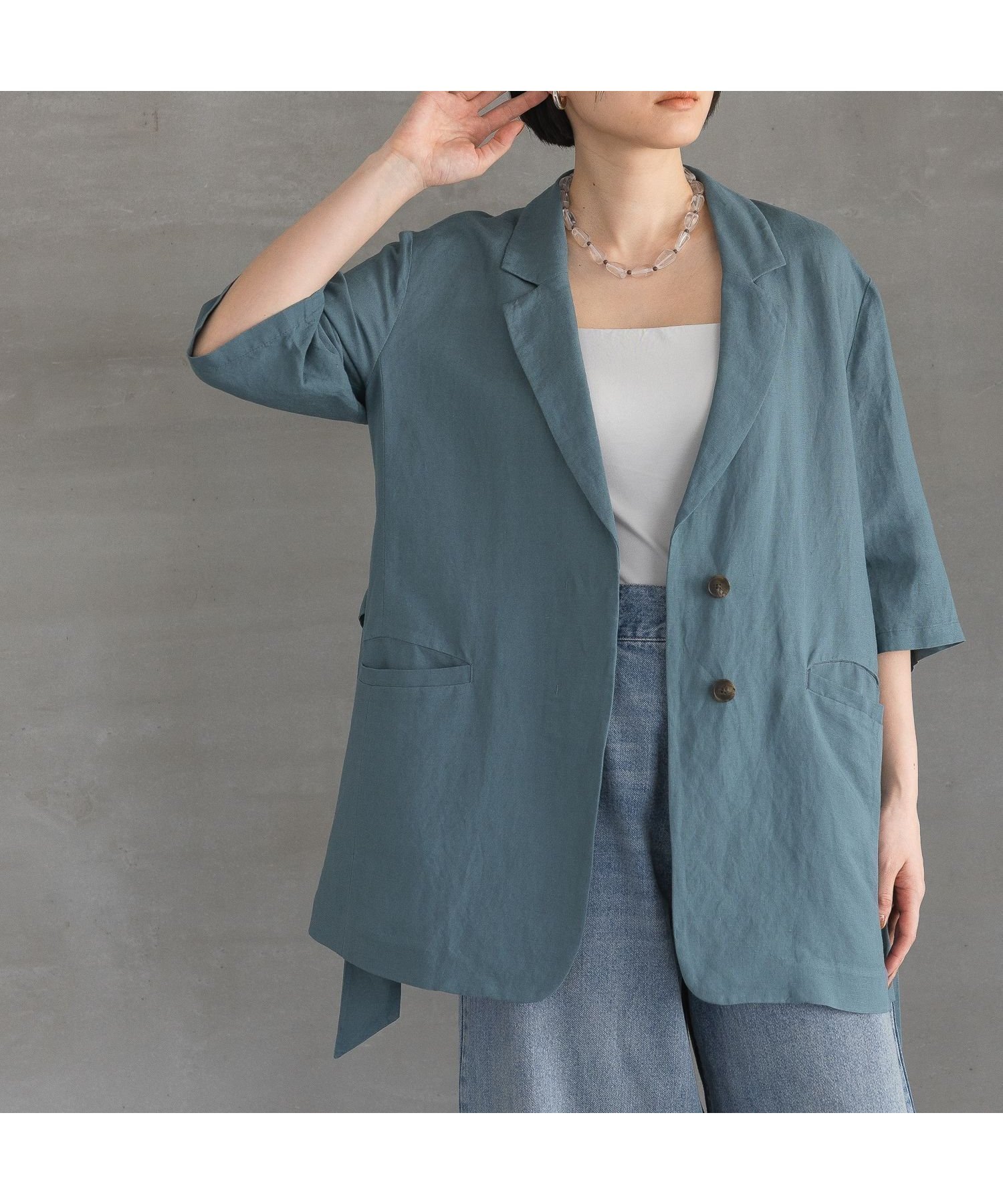 【アパートバイローリーズ/apart by lowrys】のレーヨンリネンシングルジャケット インテリア・キッズ・メンズ・レディースファッション・服の通販 founy(ファニー) 　ファッション　Fashion　レディースファッション　Fashion for Women　アウター　Coat / Outerwear Collection　レディースジャケット・軽アウター　Jackets　ジャケット　Jacket, Outerwear　セットアップ　Set-Up, Coordinated Outfit　フロント　Front, Front Design　ボックス　Boxy, Box Shape　ミックス　Mix, Mixed Style　リネン　Linen, Linen Fabric　夏　Summer　ブルーグリーン76|ID: prp329100004510838 ipo3291000000033567832