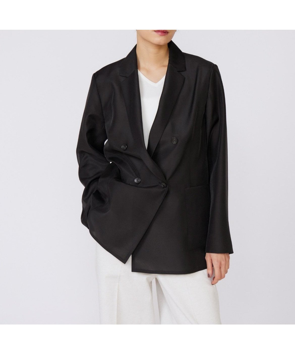 【イネド/INED】のオーガンジーシースルージャケット 人気、トレンドファッション・服の通販 founy(ファニー) 　ファッション　Fashion　レディースファッション　Fashion for Women　アウター　Coat / Outerwear Collection　レディースジャケット・軽アウター　Jackets　オーガンジー　Organza Fabric　ジャケット　Jacket, Outerwear　ダブル　Double, Double-Breasted　バランス　Balance, Style Balance　ポケット　Pocket, Pocket Detail　マニッシュ　Mannish, Boyish　モダン　Modern, Contemporary　 other-1|ID: prp329100004511512 ipo3291000000032713739