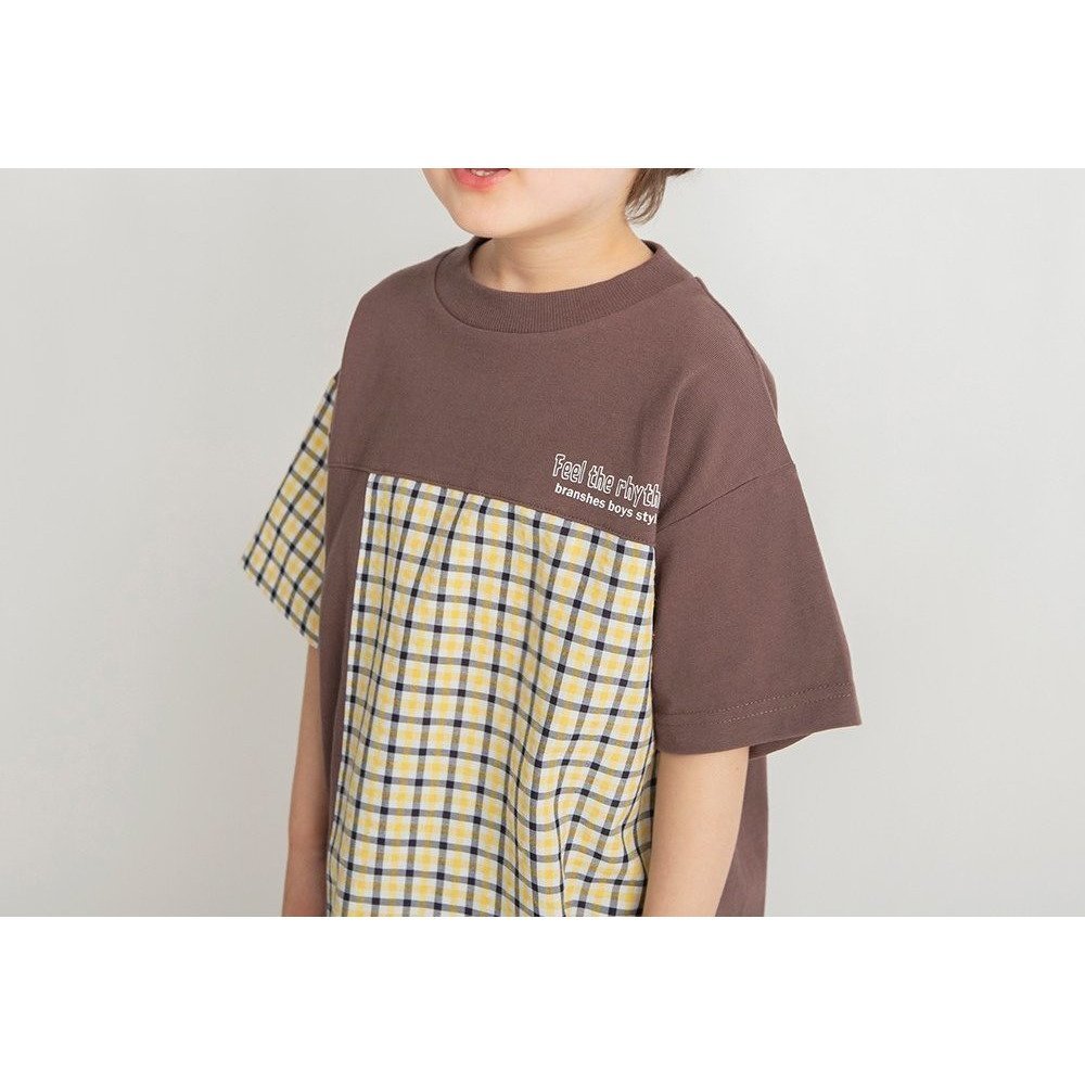 【ブランシェス/branshes / KIDS】の【おそろい】異素材切り替え半袖Tシャツ インテリア・キッズ・メンズ・レディースファッション・服の通販 founy(ファニー) 　ファッション　Fashion　キッズファッション　KIDS　ベビー　Baby　半袖　Short Sleeve　ブラウン|ID: prp329100004511785 ipo3291000000031869922