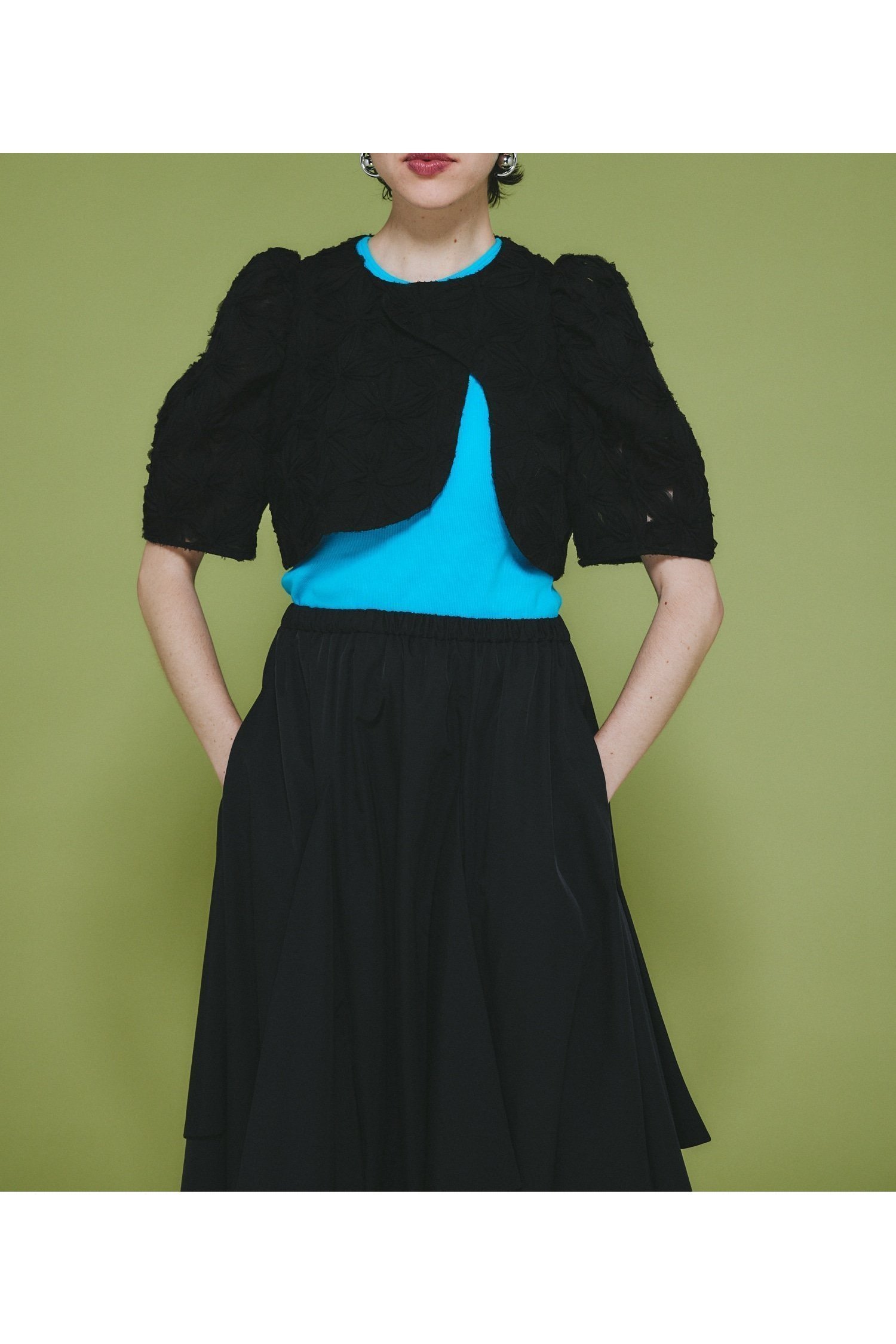 【ヘリンドットサイ/HeRIN.CYE】のFlower lace bolero インテリア・キッズ・メンズ・レディースファッション・服の通販 founy(ファニー) 　ファッション　Fashion　レディースファッション　WOMEN　アウター　Coat Outerwear　ボレロ　Bolero jackets　インナー　Inner　ショート　Short　スラックス　Slacks　デニム　Denim　バランス　Balance　ボレロ　Bolero　ロング　Long　別注　Special Order　BLK|ID: prp329100004512642 ipo3291000000031878546
