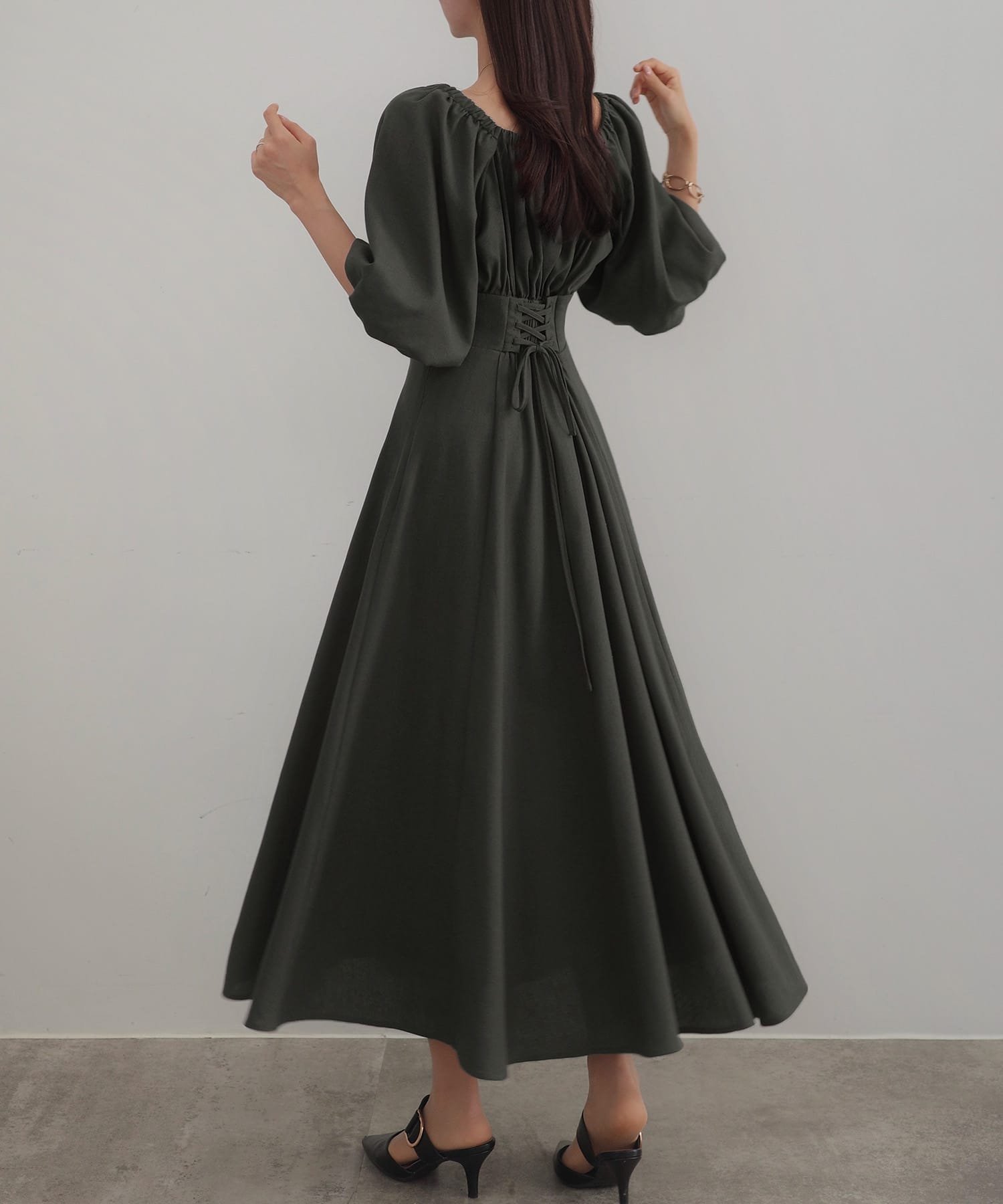 【ジュノア/JUNOAH】のCENEA 2wayリネン混フレアワンピース インテリア・キッズ・メンズ・レディースファッション・服の通販 founy(ファニー) 　ファッション　Fashion　レディースファッション　WOMEN　ワンピース　Dress　フレア　Flare　リネン　Linen　チャコール|ID: prp329100004512705 ipo3291000000031990539