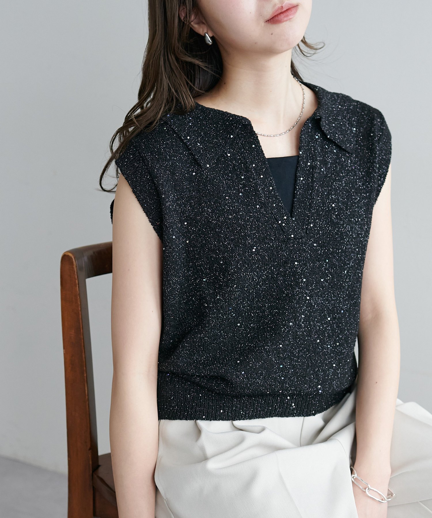 【ディスコート/Discoat】の【WEB限定】スパンコールラメベスト 人気、トレンドファッション・服の通販 founy(ファニー) 　ファッション　Fashion　レディースファッション　WOMEN　アウター　Coat Outerwear　トップス・カットソー　Tops/Tshirt　ベスト/ジレ　Gilets/Vests　 other-1|ID: prp329100004512724 ipo3291000000031998331