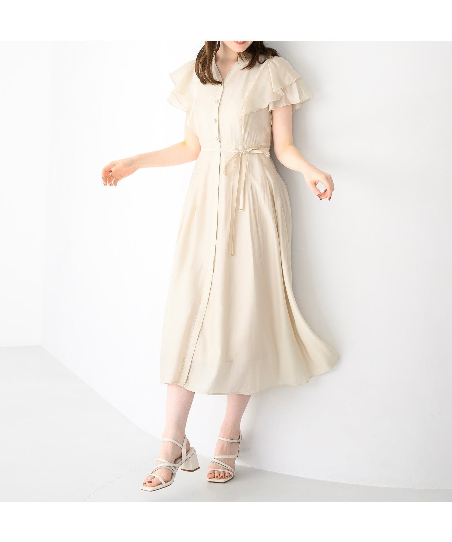 【ミッシュマッシュ/MISCH MASCH】の2025SS ダブルフリルシャツワンピース/MM527406 インテリア・キッズ・メンズ・レディースファッション・服の通販 founy(ファニー) 　ファッション　Fashion　レディースファッション　WOMEN　ワンピース　Dress　シャツワンピース　Shirt Dresses　2025年　2025　2025春夏・S/S　Ss,Spring/Summer,2025　おすすめ　Recommend　ショート　Short　スキッパー　Skipper　ダブル　Double　フリル　Frills　リボン　Ribbon　ベージュ|ID: prp329100004512751 ipo3291000000032290721