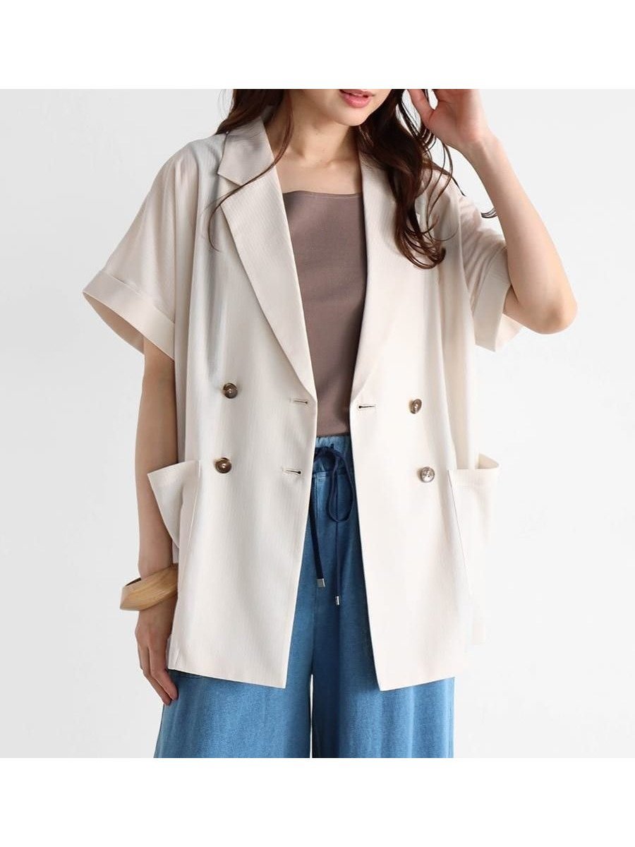 【ヴァン/Vin】のシアーストライプドルマンジャケット インテリア・キッズ・メンズ・レディースファッション・服の通販 founy(ファニー) 　ファッション　Fashion　レディースファッション　WOMEN　アウター　Coat Outerwear　ジャケット　Jackets　リラックス　Relax　軽量　Lightweight　ベージュ系|ID: prp329100004512774 ipo3291000000032289588