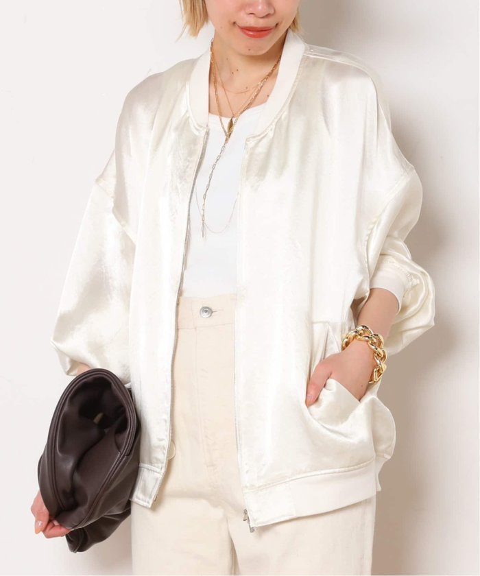 【エーピーストゥディオ/AP STUDIO】のサテンブルゾン インテリア・キッズ・メンズ・レディースファッション・服の通販 founy(ファニー) https://founy.com/ ファッション Fashion レディースファッション WOMEN アウター Coat Outerwear ブルゾン Blouson/Jackets サテン Satin バランス Balance ブルゾン Blouson エレガント 上品 Elegant 夏 Summer 羽織 Haori |ID: prp329100004512810 ipo3291000000031880230