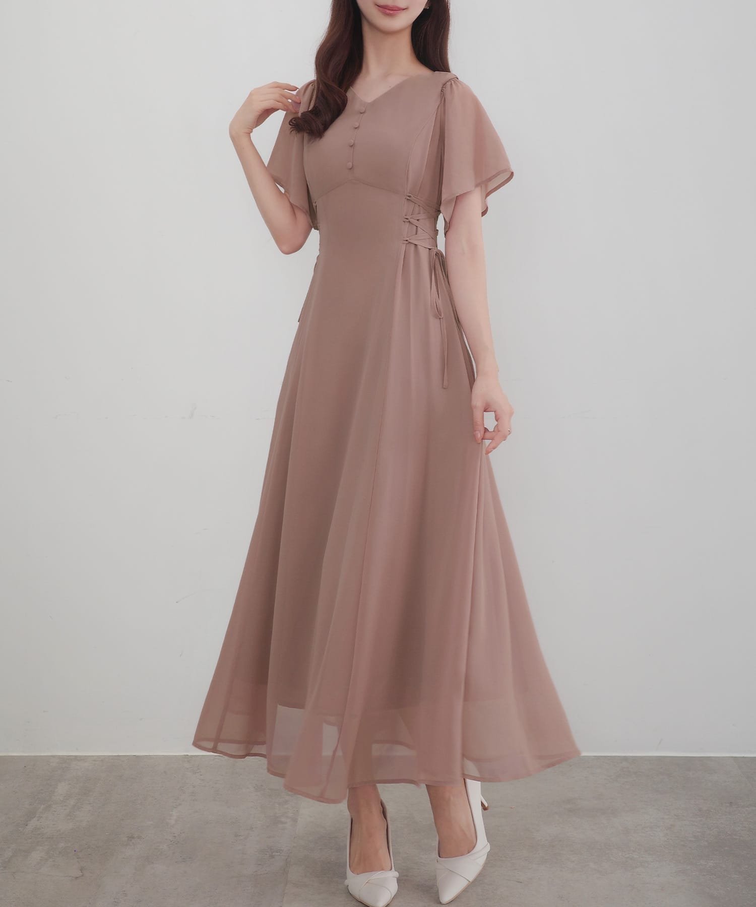 【ジュノア/JUNOAH】のCENEA 2wayVネックシアーコルセットワンピース インテリア・キッズ・メンズ・レディースファッション・服の通販 founy(ファニー) 　ファッション　Fashion　レディースファッション　WOMEN　ワンピース　Dress　ピンクベージュ|ID: prp329100004513017 ipo3291000000031965262