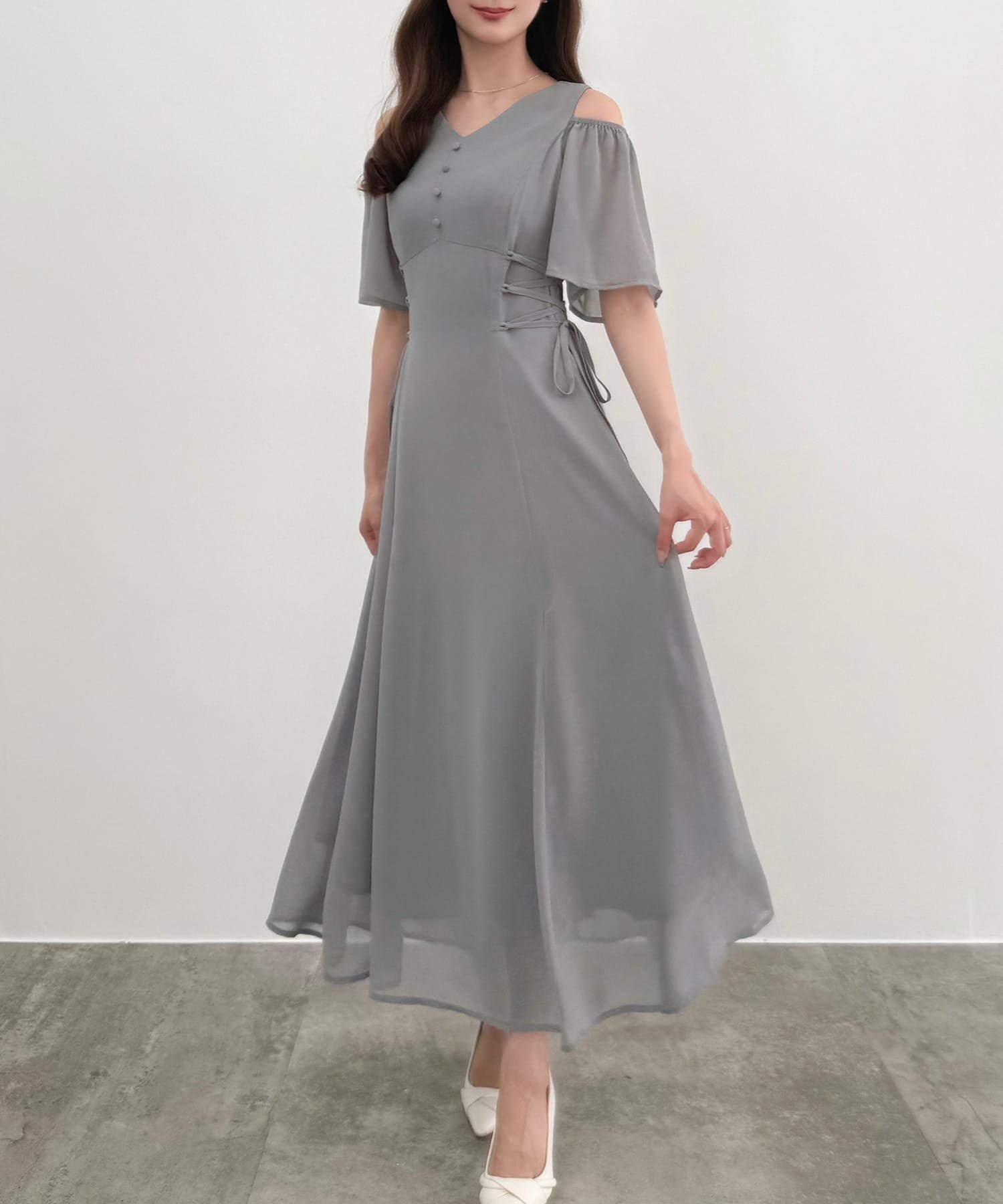 【ジュノア/JUNOAH】のCENEA 2wayVネックシアーコルセットワンピース インテリア・キッズ・メンズ・レディースファッション・服の通販 founy(ファニー) 　ファッション　Fashion　レディースファッション　Ladies' Fashion Online　ワンピース　Dress　ブルーグレー|ID: prp329100004513017 ipo3291000000032688483