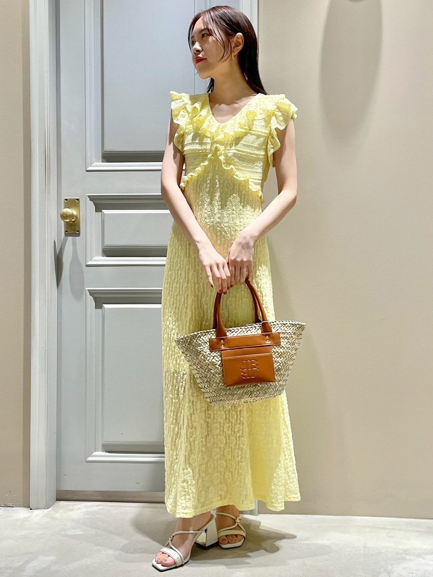 【リリーブラウン/Lily Brown】のカットレースフリルワンピース インテリア・キッズ・メンズ・レディースファッション・服の通販 founy(ファニー) 　ファッション　Fashion　レディースファッション　WOMEN　ワンピース　Dress　イエロー　Yellow　エレガント 上品　Elegant　ストレッチ　Stretch　フェミニン　Feminine　フリル　Frills　フレア　Flare　人気　Popularity　今季　This Season　夏　Summer　YEL[032]|ID: prp329100004513806 ipo3291000000031890726