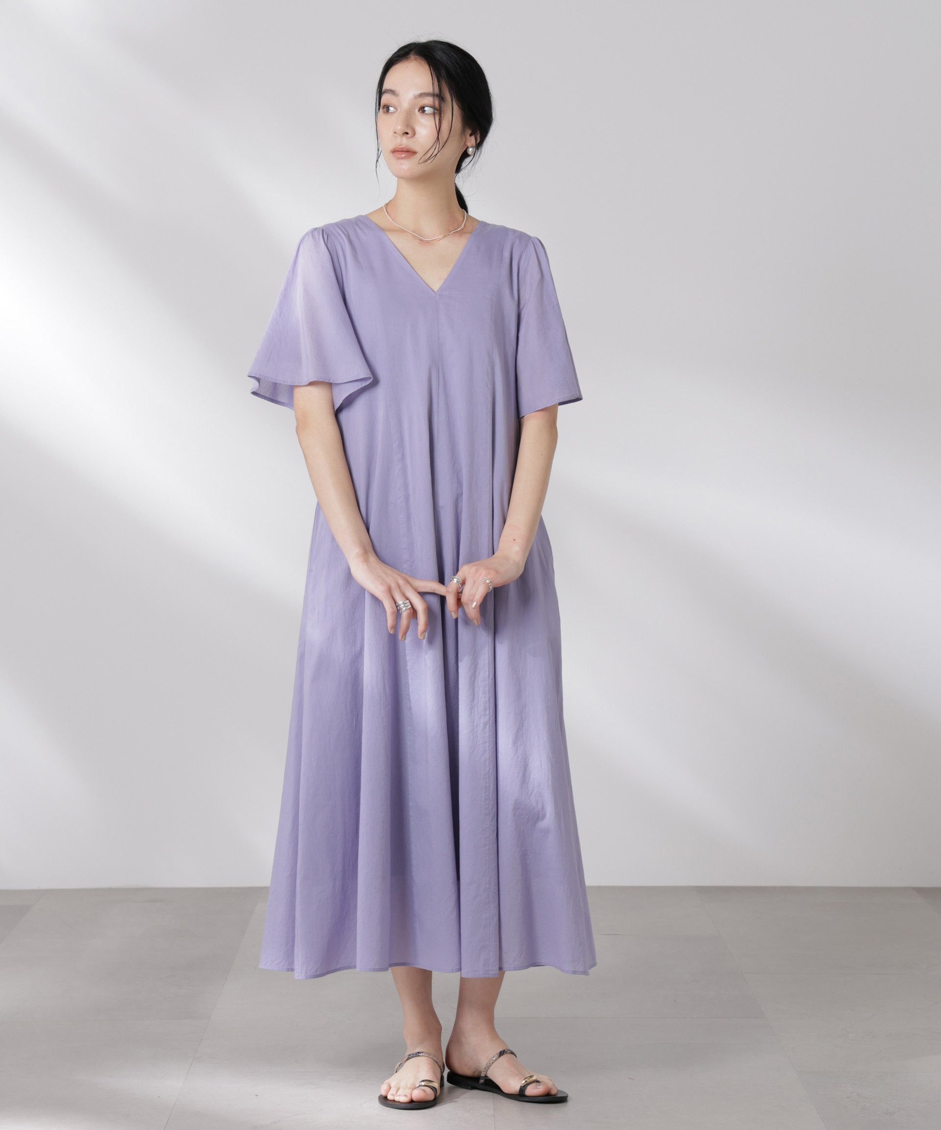 【ナノ ユニバース/nano universe】のmade in india コットンフレアワンピース インテリア・キッズ・メンズ・レディースファッション・服の通販 founy(ファニー) 　ファッション　Fashion　レディースファッション　WOMEN　ワンピース　Dress　アクセサリー　Accessories　インド　India　ウォッシャブル　Washable　サンダル　Sandals　ネップ　Nep Yarn　パープル　Purple　フェミニン　Feminine　フレア　Flare　プリント　Print　ベーシック　Basic　リボン　Ribbon　リラックス　Relax　ロング　Long　おすすめ　Recommend　夏　Summer　2025年　2025　2025春夏・S/S　Ss,Spring/Summer,2025　L.パープル1|ID: prp329100004513818 ipo3291000000031890802