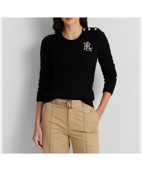 【ラルフローレン/RALPH LAUREN】のボタントリム ケーブルニット コットン セーター 人気、トレンドファッション・服の通販 founy(ファニー) ファッション Fashion レディースファッション WOMEN トップス・カットソー Tops/Tshirt ニット Knit Tops クラシック Classic スリム Slim セーター Sweater 長袖 Long Sleeve フィット Fit |ID:prp329100004513825
