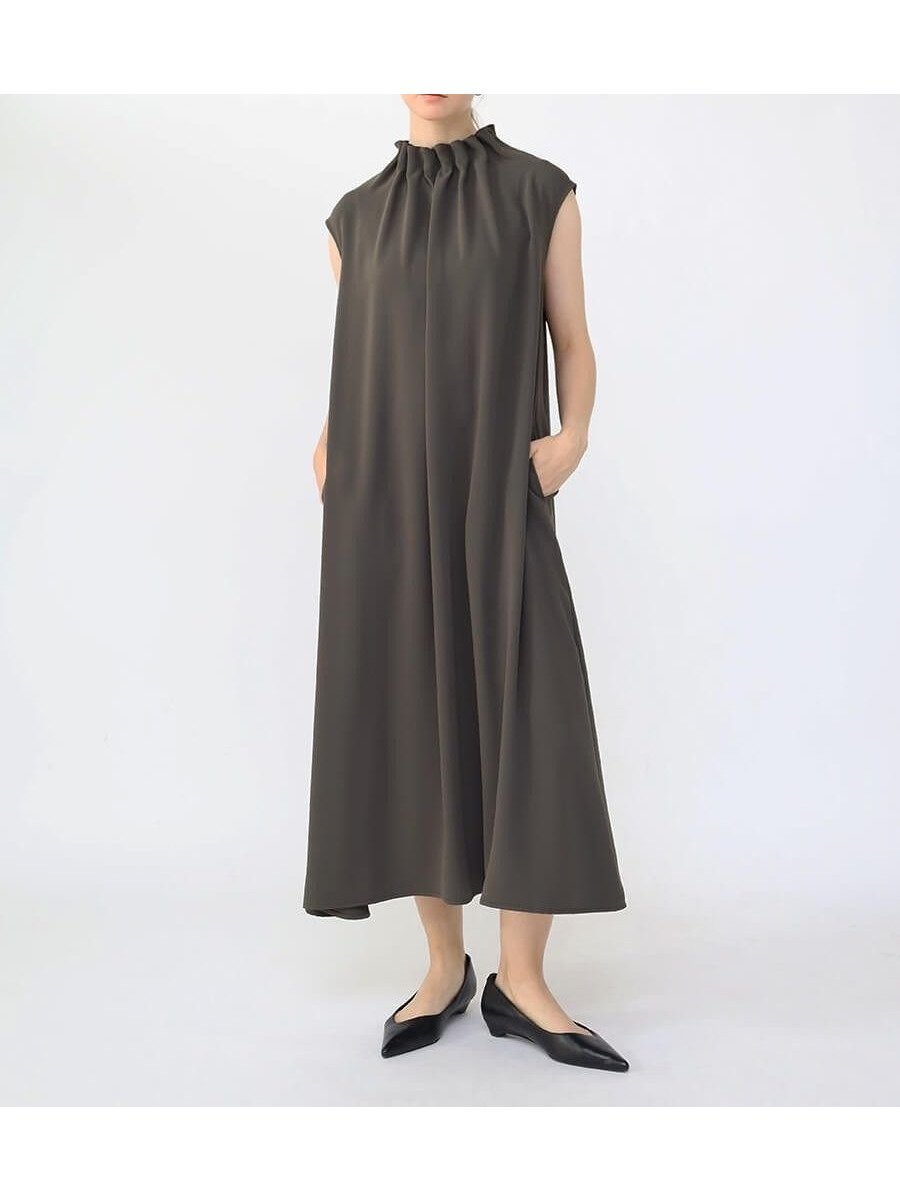 【ラシュッド/LASUD】のタックネックワンピース 人気、トレンドファッション・服の通販 founy(ファニー) 　ファッション　Fashion　レディースファッション　Fashion for Women　ワンピース　Dresses　ギャザー　Gathered, Ruffled　シンプル　Simple, Minimal　ドレープ　Drape, Draping Fabric　フレア　Flare, Flared　エレガント 上品　Elegant　 other-1|ID: prp329100004513834 ipo3291000000032722564