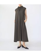 【ラシュッド/LASUD】のタックネックワンピース ダークオリーブ|ID: prp329100004513834 ipo3291000000032722566