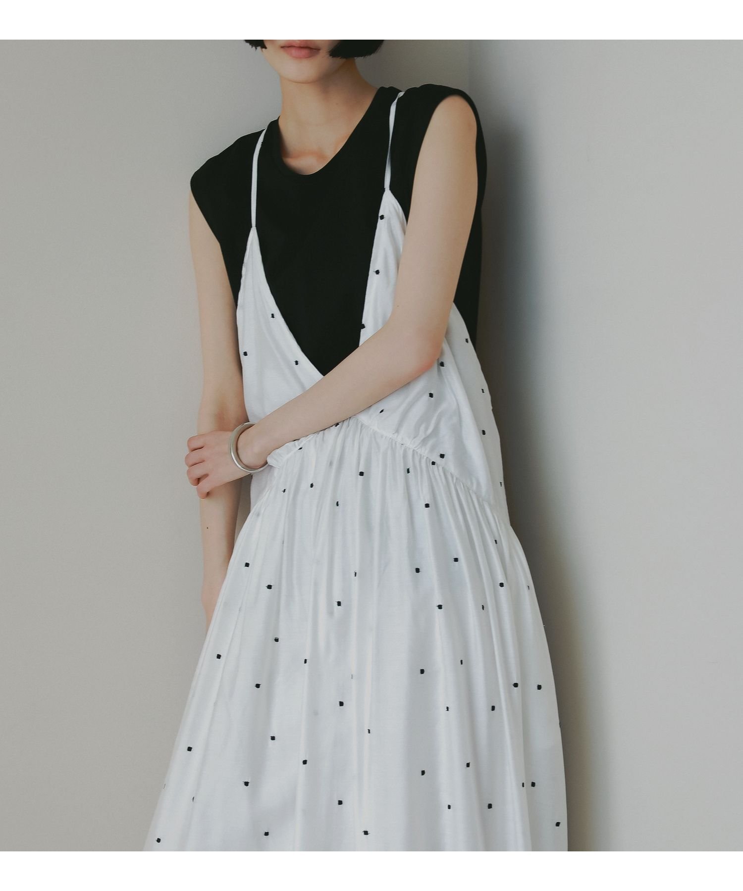 【その他のブランド/Other】のドットシシュウキャミワンピース 人気、トレンドファッション・服の通販 founy(ファニー) 　ファッション　Fashion　レディースファッション　WOMEN　ワンピース　Dress　キャミワンピース　No Sleeve Dresses　インナー　Inner　デニム　Denim　フロント　Front　ポケット　Pocket　リボン　Ribbon　夏　Summer　洗える　Washable　軽量　Lightweight　 other-1|ID: prp329100004513918 ipo3291000000031891449