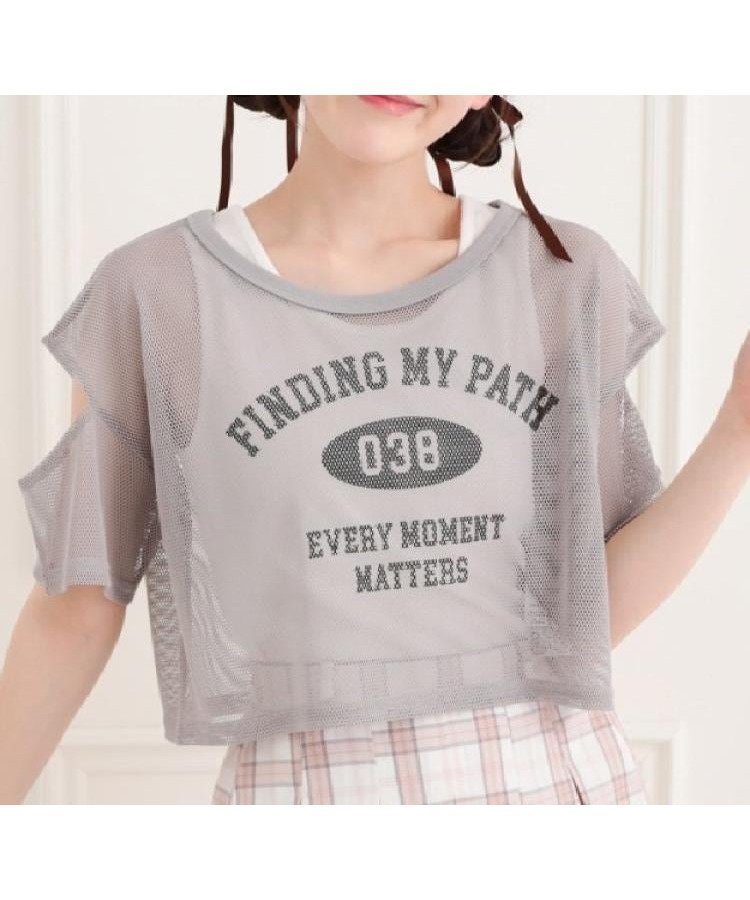 【ピンク ラテ/PINK-latte / KIDS】のメッシュTシャツ+タンクセット インテリア・キッズ・メンズ・レディースファッション・服の通販 founy(ファニー) 　ファッション　Fashion　キッズファッション　KIDS　おすすめ　Recommend　インナー　Inner　カーゴパンツ　Cargo Pants　シンプル　Simple　タンク　Tank　デニム　Denim　トレンド　Trend　フロント　Front　プリント　Print　ボトム　Bottom　メッシュ　Mesh　ロング　Long　グレー|ID: prp329100004514182 ipo3291000000031893568