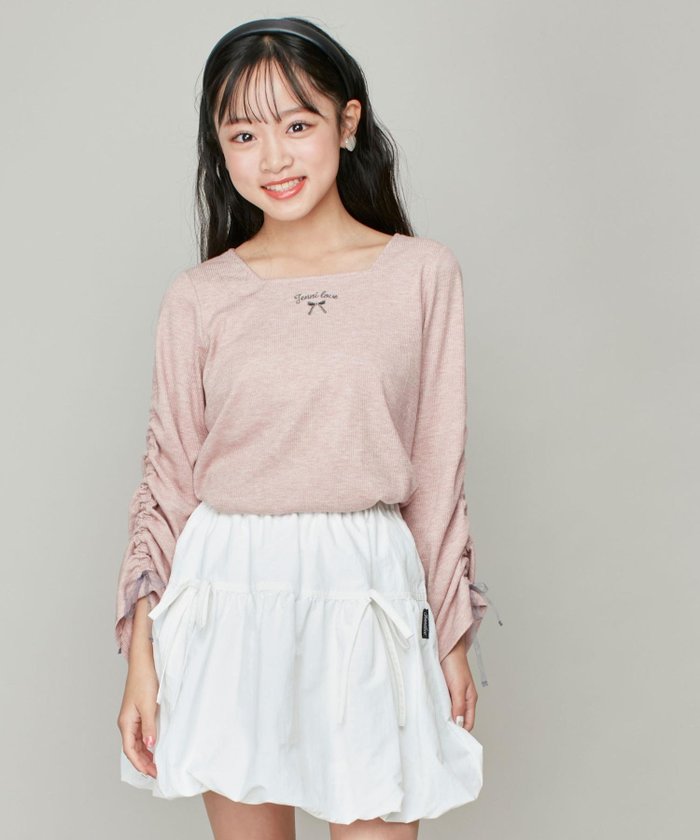 【その他のブランド/Other】のラメテレコそでドロストロンT インテリア・キッズ・メンズ・レディースファッション・服の通販 founy(ファニー) https://founy.com/ ファッション Fashion キッズファッション KIDS オーガンジー Organdy ガーリー Girly スクエア Square テレコ Tereko リボン Ribbon ロング Long 長袖 Long Sleeve |ID: prp329100004514216 ipo3291000000031893726