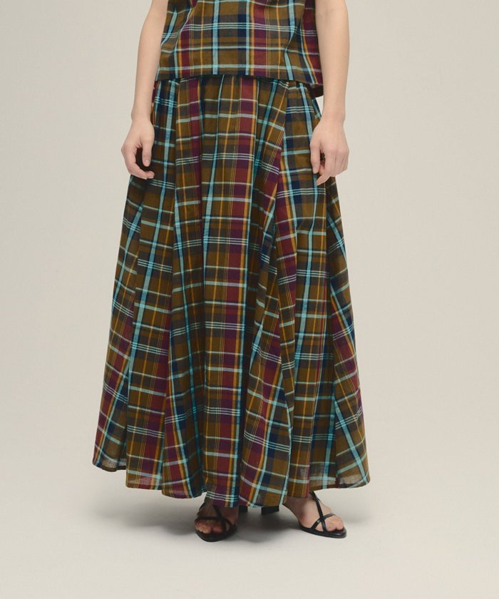 【ジーナシス/JEANASiS】のMade In India Madras Check Skirt インテリア・キッズ・メンズ・レディースファッション・服の通販 founy(ファニー) https://founy.com/ ファッション Fashion レディースファッション WOMEN スカート Skirt おすすめ Recommend インド India セットアップ Set Up チェック Check フレア Flare ロング Long |ID: prp329100004514246 ipo3291000000031893881