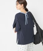 【スタディオ クリップ/studio CLIP】の【WEB/一部店舗限定商品】USAコットンバックリボンリンガーTシャツ ネイビー×サックス88|ID: prp329100004514502 ipo3291000000031895245