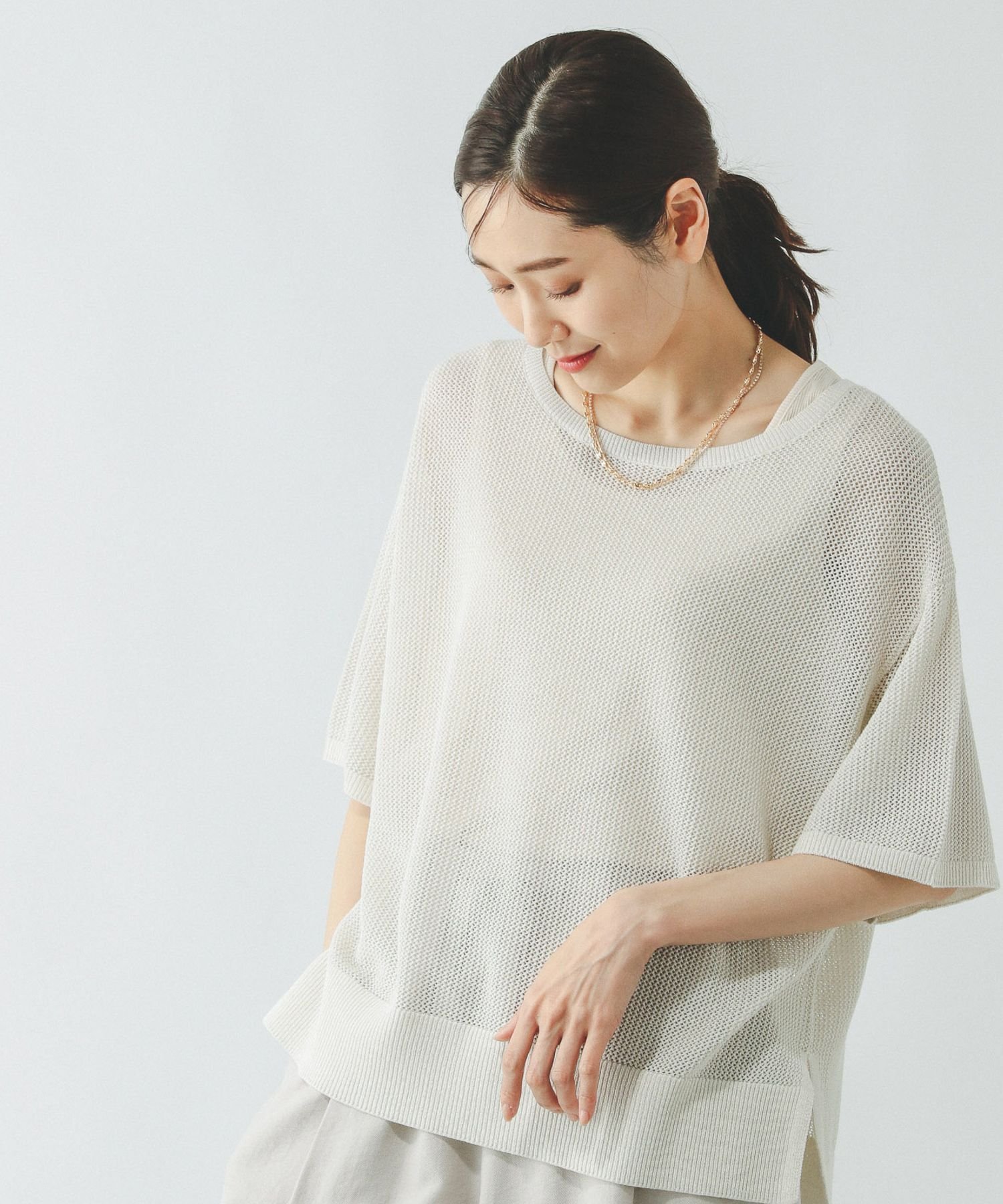 【グローバルワーク/GLOBAL WORK】の洗えるメッシュラメプルオーバー*タンク/451488 インテリア・キッズ・メンズ・レディースファッション・服の通販 founy(ファニー) 　ファッション　Fashion　レディースファッション　Fashion for Women　トップス・カットソー　Cut & Sew Tops　カジュアルプルオーバー・ニットトップス　Pullovers & Knit Tops / Casual Pullovers　インナー　Innerwear　タンク　Tank Top, Sleeveless Top　デニム　Denim, Jeans Material　ボトム　Bottoms, Lower Wear　メッシュ　Mesh, Net Fabric　洗える　Machine Washable　アイボリー08|ID: prp329100004514619 ipo3291000000032497910