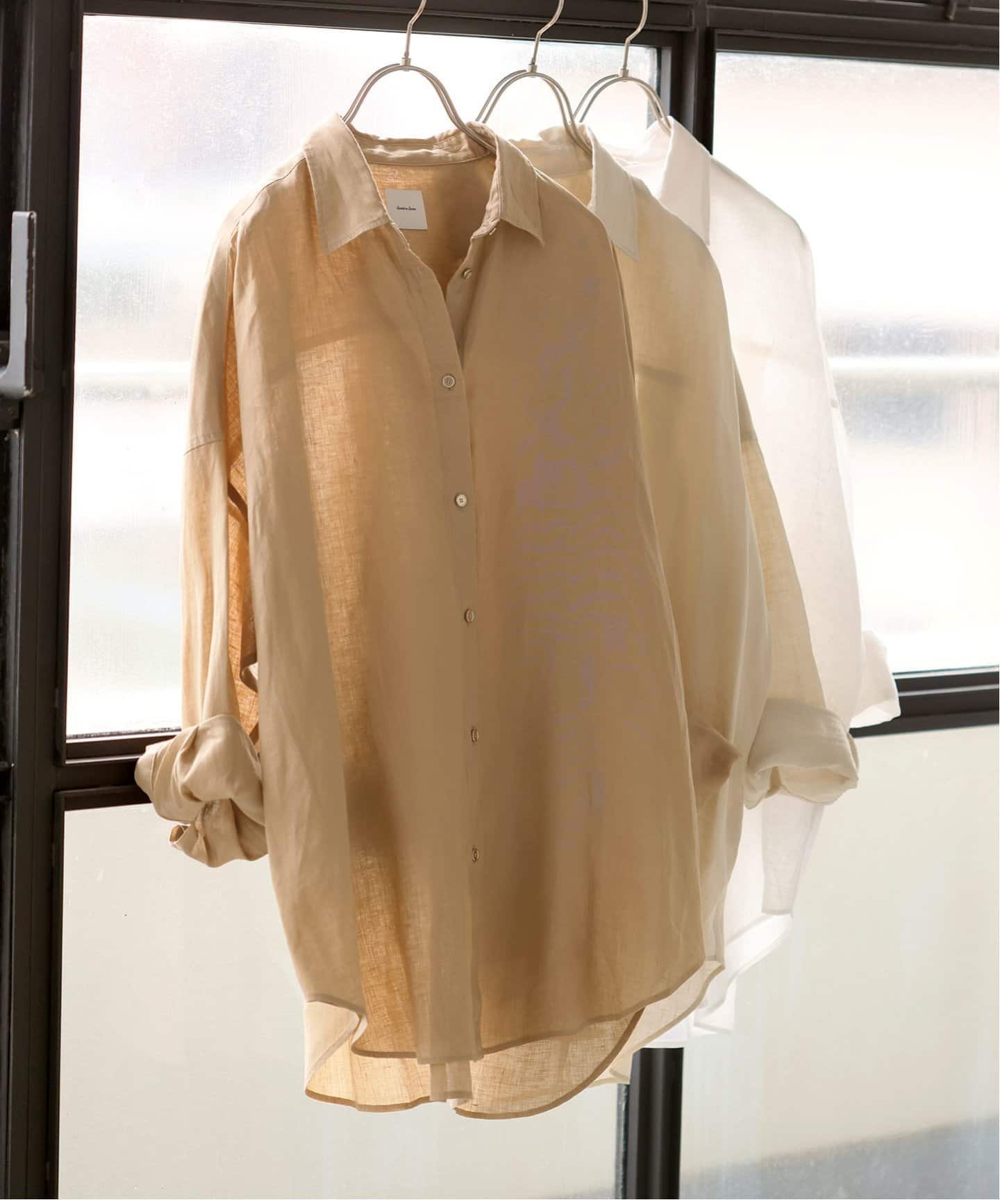 【スピック&スパン/Spick & Span】の《追加2》80リネンカシュクールビッグシャツ インテリア・キッズ・メンズ・レディースファッション・服の通販 founy(ファニー) 　ファッション　Fashion　レディースファッション　Fashion for Women　トップス・カットソー　Cut & Sew Tops　シャツ・ブラウス・オフィスカジュアル　Elegant Blouses & Button-Ups　キャメル|ID: prp329100004515276 ipo3291000000031903825