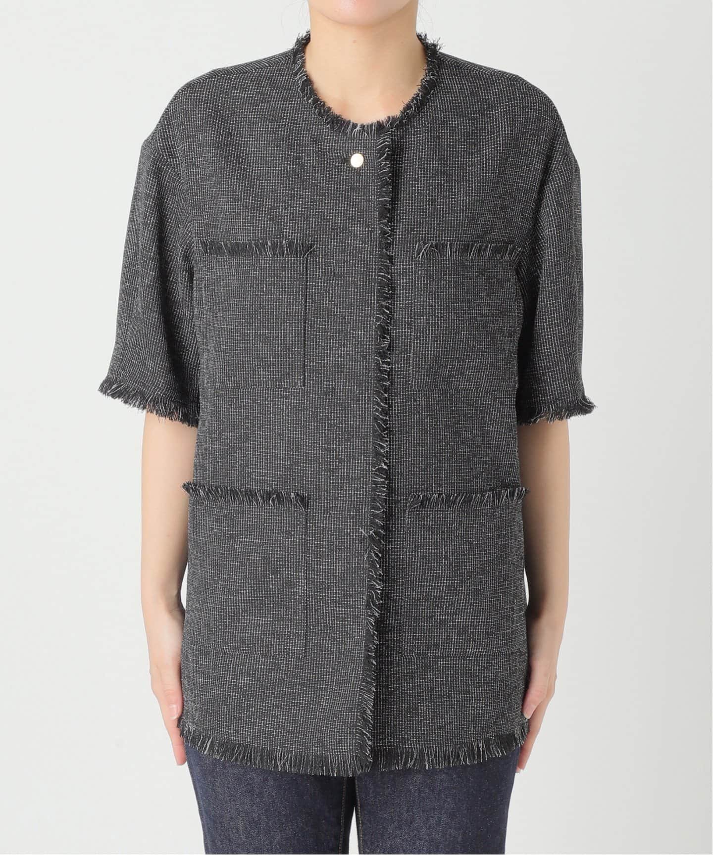 【ジャーナルスタンダード レサージュ/journal standard L'essage】の《SP》TWEEDショートスリーブジャケット インテリア・キッズ・メンズ・レディースファッション・服の通販 founy(ファニー) 　ファッション　Fashion　レディースファッション　WOMEN　アウター　Coat Outerwear　ジャケット　Jackets　2025年　2025　2025春夏・S/S　Ss,Spring/Summer,2025　ショート　Short　ジャケット　Jacket　スリーブ　Sleeve　デニム　Denim　フリンジ　Fringe　ブラック|ID: prp329100004515286 ipo3291000000031903894