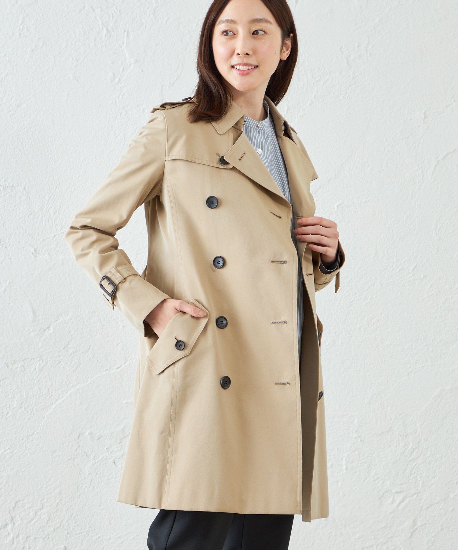 【サンヨーコート/SANYO COAT】の100年コート スタンダードモデル ダブルトレンチコート(ショート) インテリア・キッズ・メンズ・レディースファッション・服の通販 founy(ファニー) 　ファッション　Fashion　レディースファッション　WOMEN　アウター　Coat Outerwear　コート　Coats　トレンチコート　Trench Coats　エレガント 上品　Elegant　ショート　Short　スタンダード　Standard　ダブル　Double　ポケット　Pocket　ライナー　Liner　ベージュ|ID: prp329100004515298 ipo3291000000031904027
