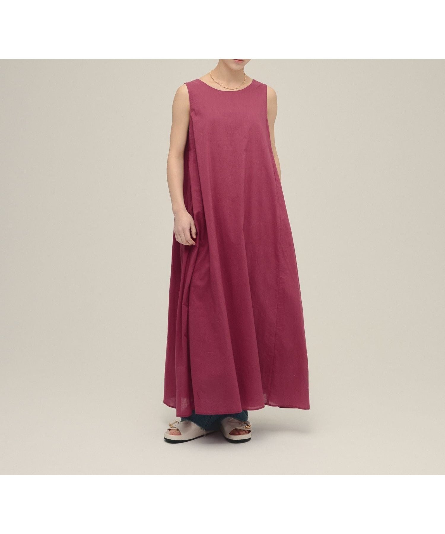 【ジーナシス/JEANASiS】のCotton Boil Sleeveless One-piece インテリア・キッズ・メンズ・レディースファッション・服の通販 founy(ファニー) 　ファッション　Fashion　レディースファッション　WOMEN　トップス・カットソー　Tops/Tshirt　カッティング　Cutting　デニム　Denim　ロング　Long　夏　Summer　ボルドー|ID: prp329100004515303 ipo3291000000031904061