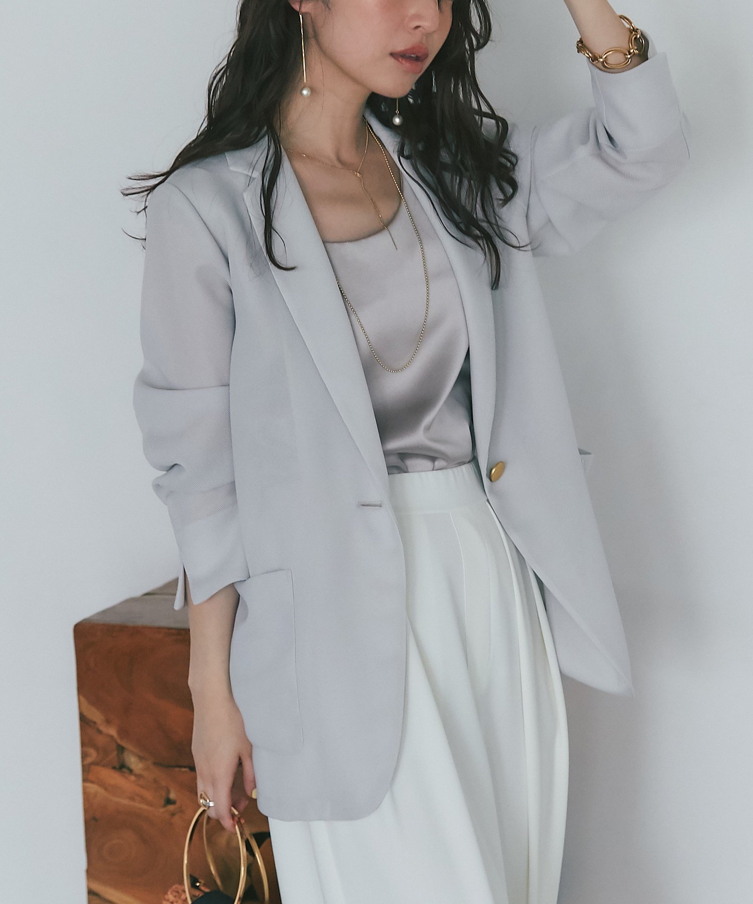 【ラブティックボンボン/La boutique BonBon】の【涼しく羽織れる】メッシュライトシングルジャケット インテリア・キッズ・メンズ・レディースファッション・服の通販 founy(ファニー) 　ファッション　Fashion　レディースファッション　WOMEN　アウター　Coat Outerwear　ジャケット　Jackets　おすすめ　Recommend　サテン　Satin　ジャケット　Jacket　タンク　Tank　デニム　Denim　メッシュ　Mesh　リラックス　Relax　エレガント 上品　Elegant　人気　Popularity　ライトグレー|ID: prp329100004515318 ipo3291000000031904153