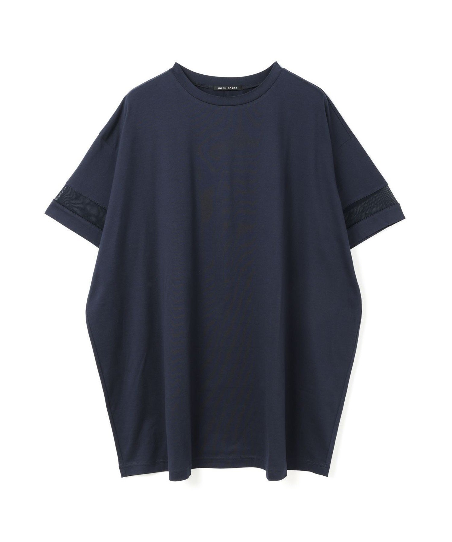 【マーコート/MARcourt】のmizuiro ind メッシュスリーブチュニックワンピース インテリア・キッズ・メンズ・レディースファッション・服の通販 founy(ファニー) 　ファッション　Fashion　レディースファッション　WOMEN　ワンピース　Dress　チュニック　Tunic　カットソー　Cut And Sew　シンプル　Simple　チュニック　Tunic　ボックス　Box　ポケット　Pocket　メッシュ　Mesh　人気　Popularity　夏　Summer　定番　Standard　無地　Plain Color　ネイビー|ID: prp329100004515356 ipo3291000000031904458
