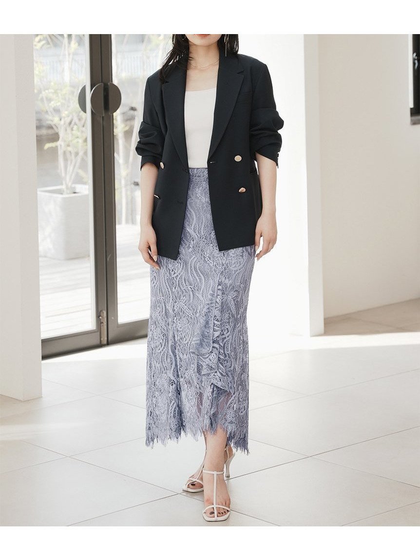 【スナイデル/SNIDEL】のレースマーメイドスカート インテリア・キッズ・メンズ・レディースファッション・服の通販 founy(ファニー) 　ファッション　Fashion　レディースファッション　Ladies' Fashion Online　スカート　Skirt　おすすめ　Recommend　ウェーブ　Wave　シャーリング　Shirring　ストレート　Straight　フィット　Fit　フェミニン　Feminine　フラワー　Flower　フリル　Frills　マーメイド　Mermaid　リュクス　Luxe　レース　Race　エレガント 上品　Elegant　LBLU[081]|ID: prp329100004515365 ipo3291000000032611737