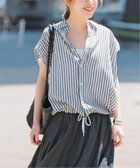 【スピック&スパン/Spick & Span】のリネンブレンドフレンチヘムギャザーシャツ ブラックベース|ID: prp329100004515606 ipo3291000000032726007