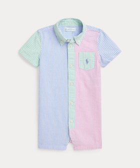 【ラルフローレン/RALPH LAUREN / KIDS】の(ベビー)ストライプド コットン シアサッカー ファン ショートオール 人気、トレンドファッション・服の通販 founy(ファニー) ファッション Fashion キッズファッション KIDS ショート Short プリーツ Pleats ベビー Baby ヨーク Yoke 半袖 Short Sleeve |ID:prp329100004515746
