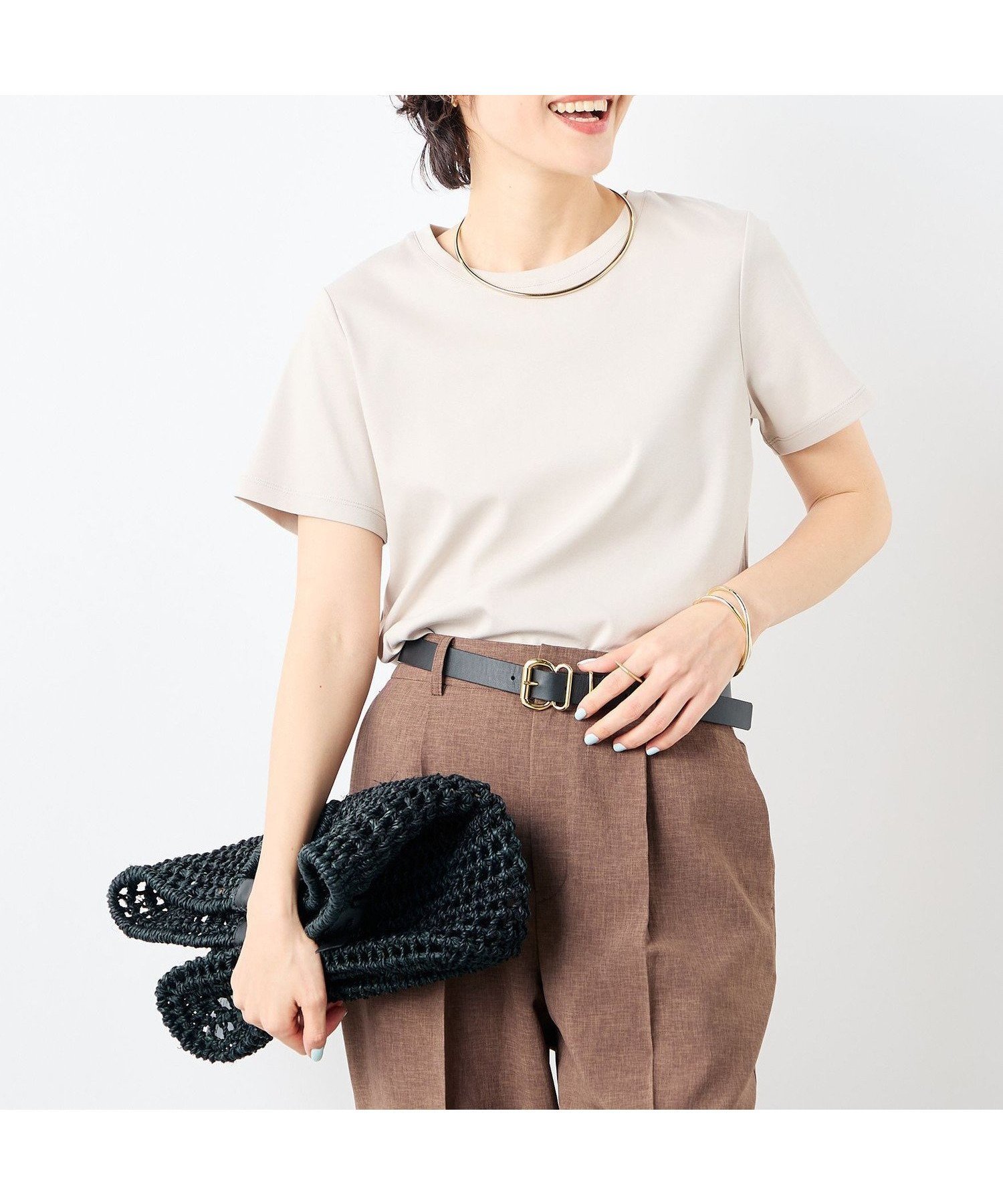 【ノーリーズ/NOLLEY'S】の高機能 LA+スムースTシャツ インテリア・キッズ・メンズ・レディースファッション・服の通販 founy(ファニー) 　ファッション　Fashion　レディースファッション　Fashion for Women　トップス・カットソー　Cut & Sew Tops　シャツ・ブラウス・オフィスカジュアル　Elegant Blouses & Button-Ups　ロングTシャツ・Tシャツ　Longline T-Shirts & Tees　カットソー　Cut and Sewn Top　コンパクト　Compact, Small Size　プレーン　Plain, Simple　ボトム　Bottoms, Lower Wear　おすすめ　Recommended / Our Picks　夏　Summer　2025年　2025　2025春夏・S/S　Spring/Summer 2025 SS25　ベージュ|ID: prp329100004515783 ipo3291000000032740333