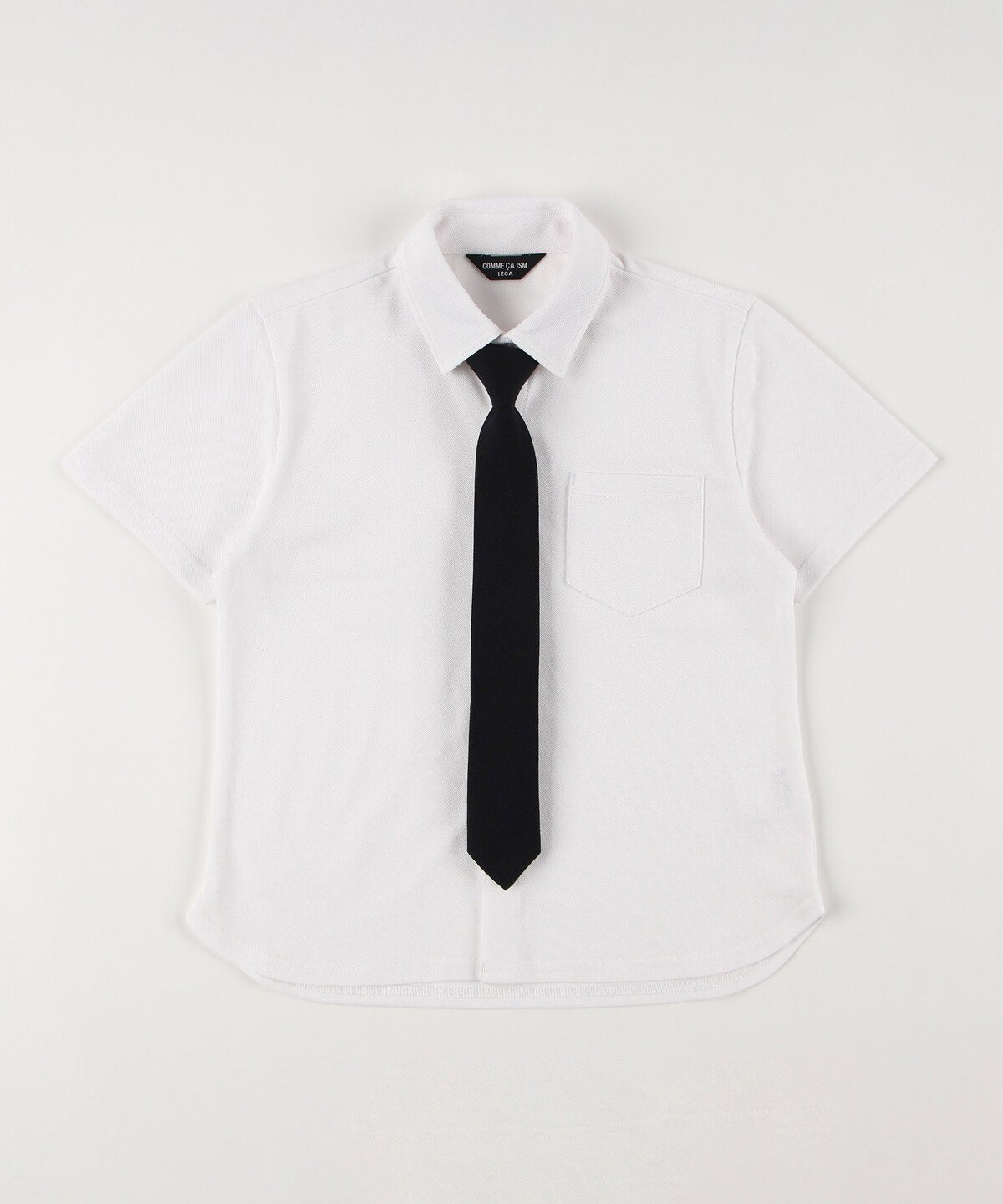 【コムサイズム/COMME CA ISM / KIDS】のネクタイ付き 半袖シャツ (140-160cm) インテリア・キッズ・メンズ・レディースファッション・服の通販 founy(ファニー) 　ファッション　Fashion　キッズファッション　KIDS　オックス　Ox　カットソー　Cut And Sew　ジャージー　Jersey　フォーマル　Formal　半袖　Short Sleeve　無地　Plain Color　ホワイト|ID: prp329100004515803 ipo3291000000031910502