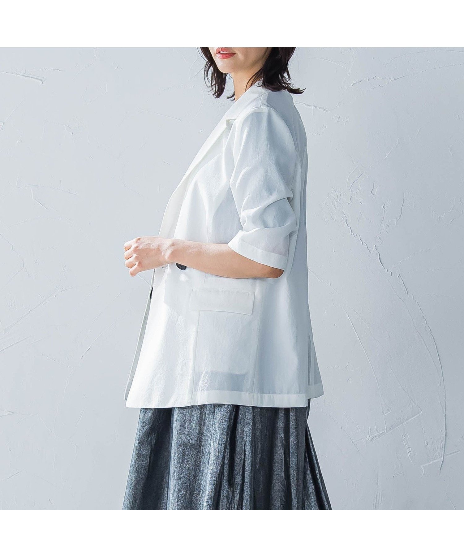 【ロートレ アモン/LAUTRE AMONT】のハーフスリーブストレッチジャケット≪手洗い可能≫ インテリア・キッズ・メンズ・レディースファッション・服の通販 founy(ファニー) 　ファッション　Fashion　レディースファッション　WOMEN　アウター　Coat Outerwear　ジャケット　Jackets　おすすめ　Recommend　ジャケット　Jacket　トレンド　Trend　バランス　Balance　エレガント 上品　Elegant　夏　Summer　軽量　Lightweight　ビジネス 仕事 通勤　Business　ホワイト|ID: prp329100004516087 ipo3291000000031913576