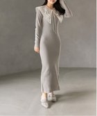 【ランダ/RANDA】の【選べる丈感】レース衿ニットワンピース GRAY|ID: prp329100004516538 ipo3291000000033586517